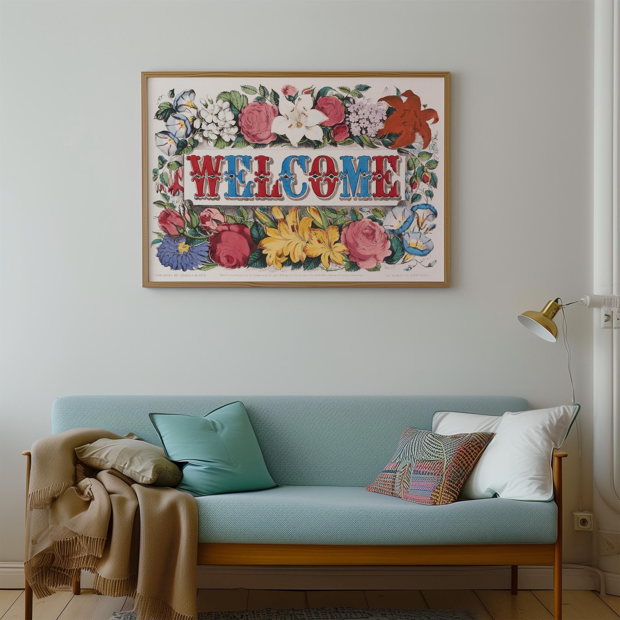 Welcome Floral Vintage Wall Art Print-Skudaboo