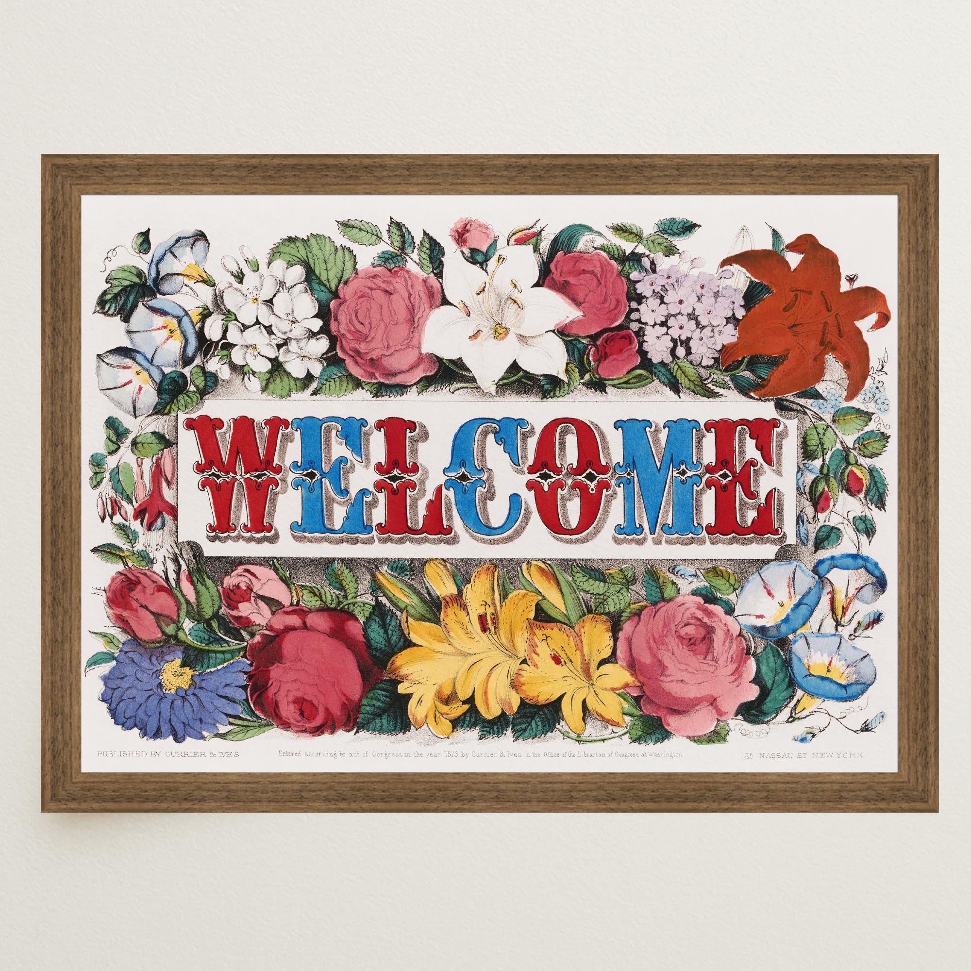 Welcome Floral Vintage Wall Art Print-Skudaboo