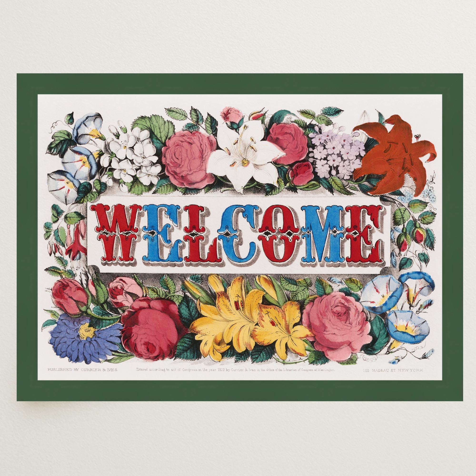 Welcome Floral Vintage Wall Art Print-Skudaboo
