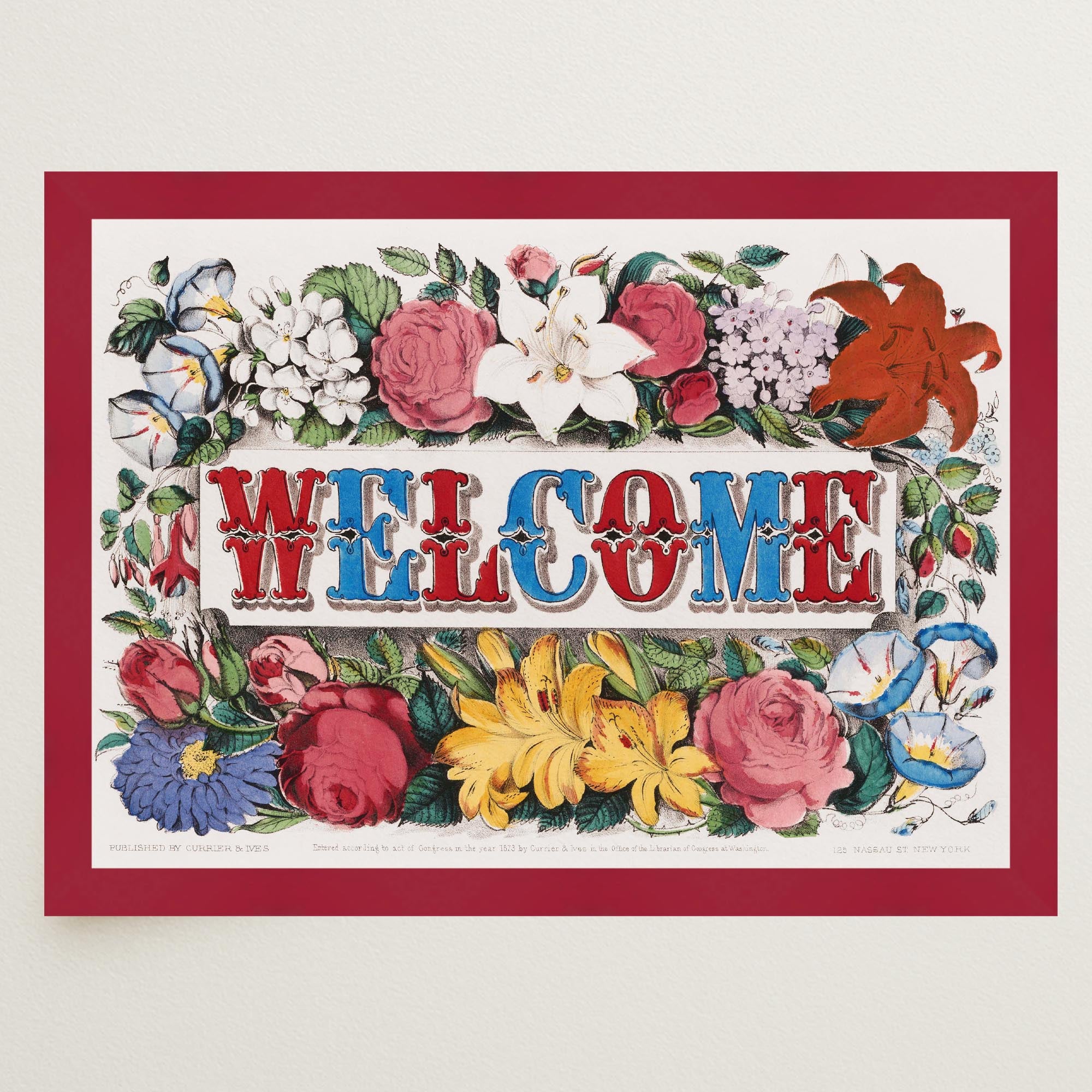 Welcome Floral Vintage Wall Art Print-Skudaboo