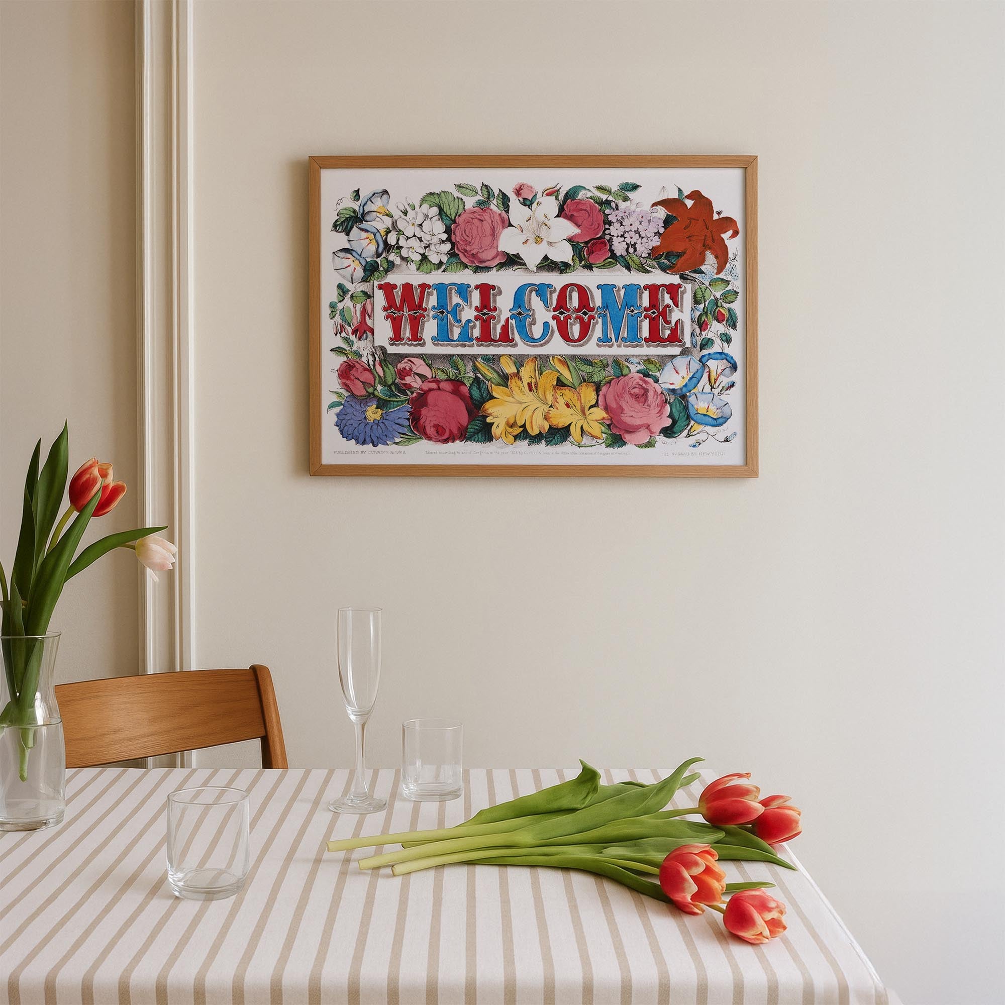 Welcome Floral Vintage Wall Art Print-Skudaboo