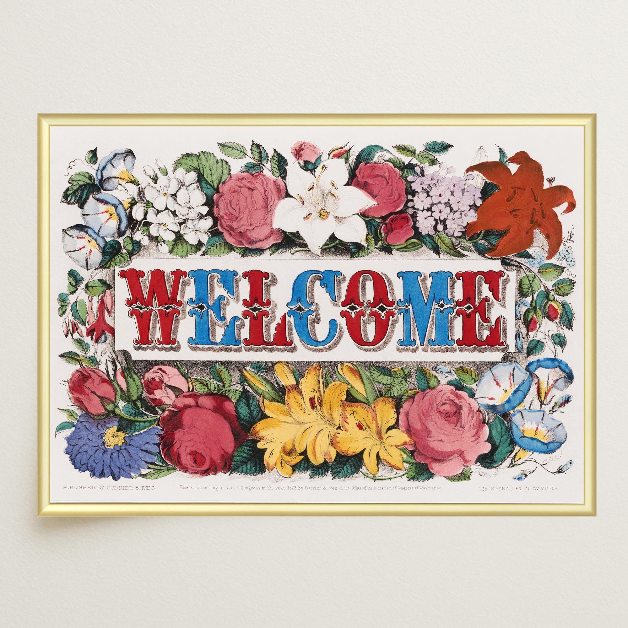 Welcome Floral Vintage Wall Art Print-Skudaboo