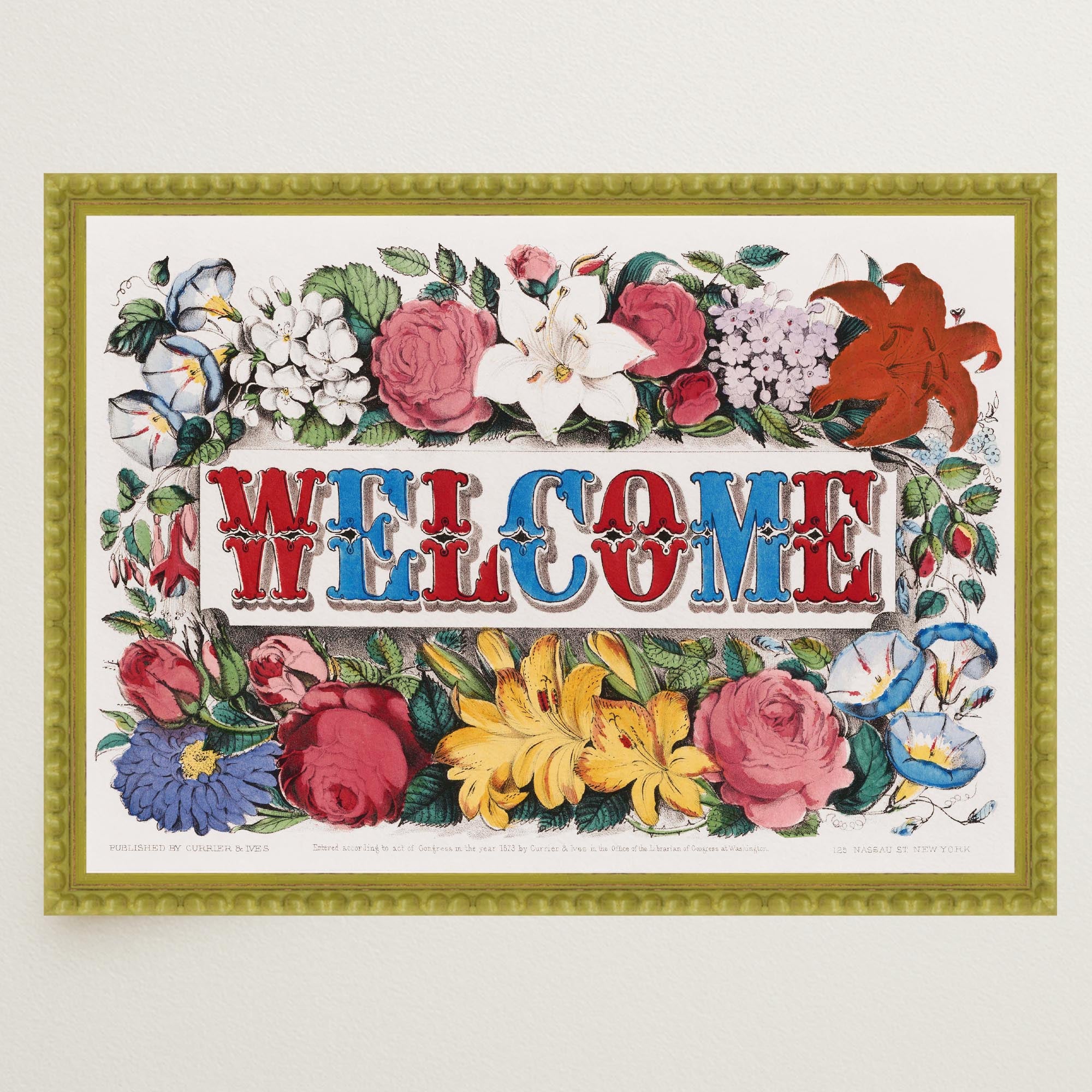 Welcome Floral Vintage Wall Art Print-Skudaboo
