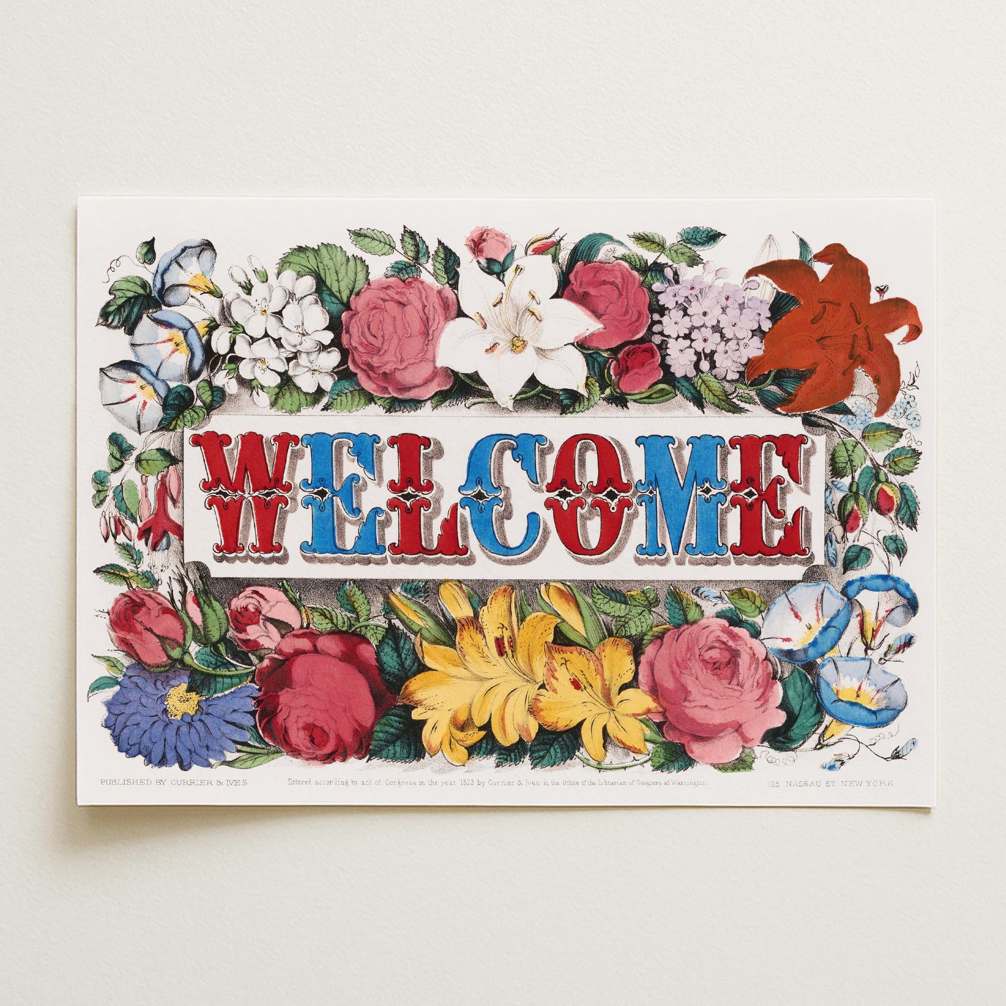Welcome Floral Vintage Wall Art Print-Skudaboo