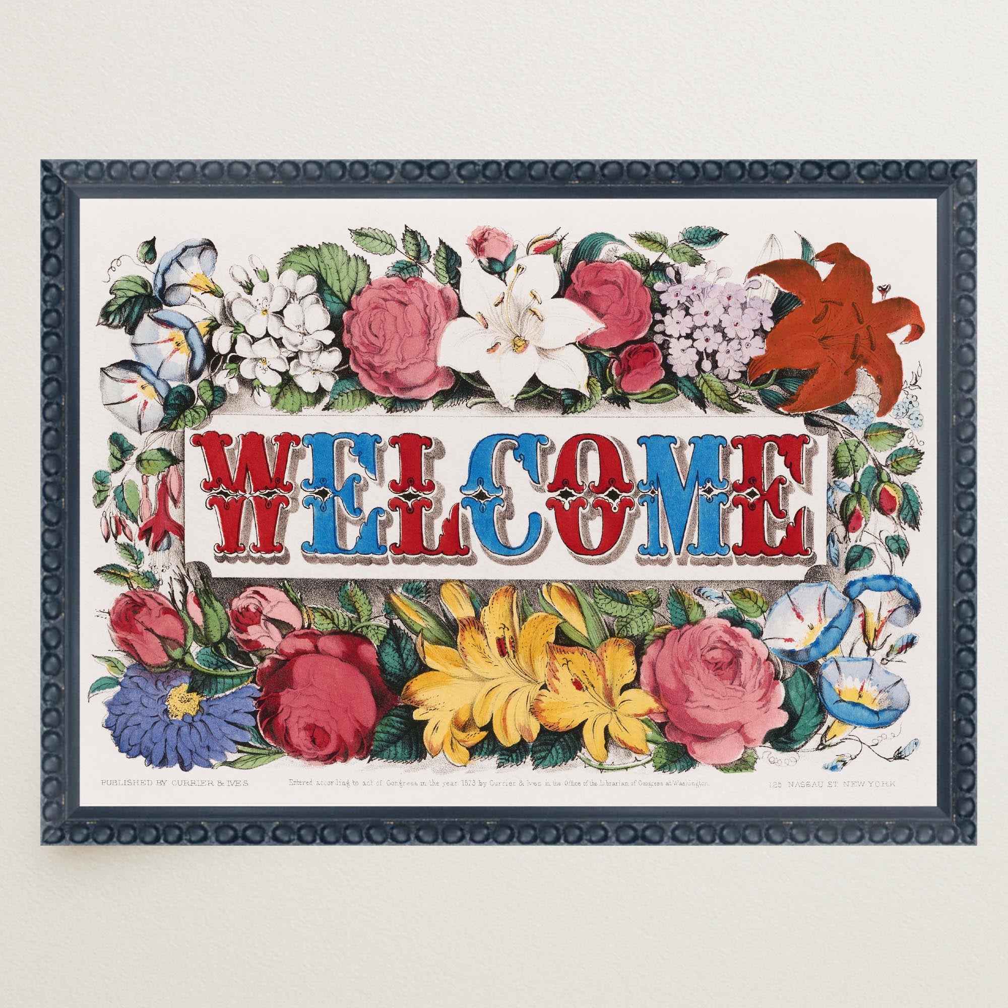 Welcome Floral Vintage Wall Art Print-Skudaboo