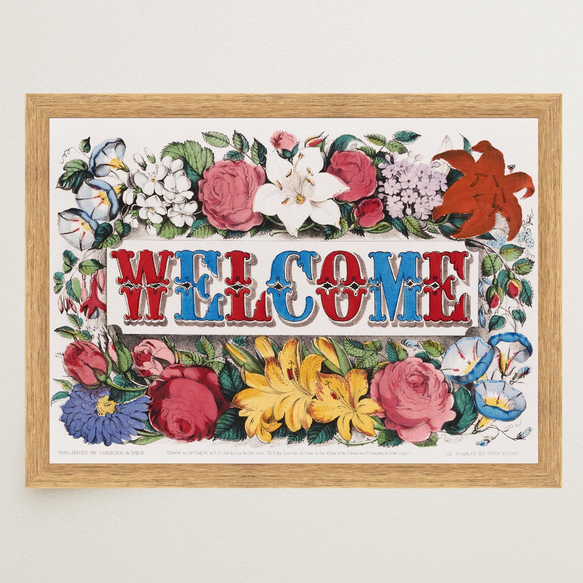 Welcome Floral Vintage Wall Art Print-Skudaboo