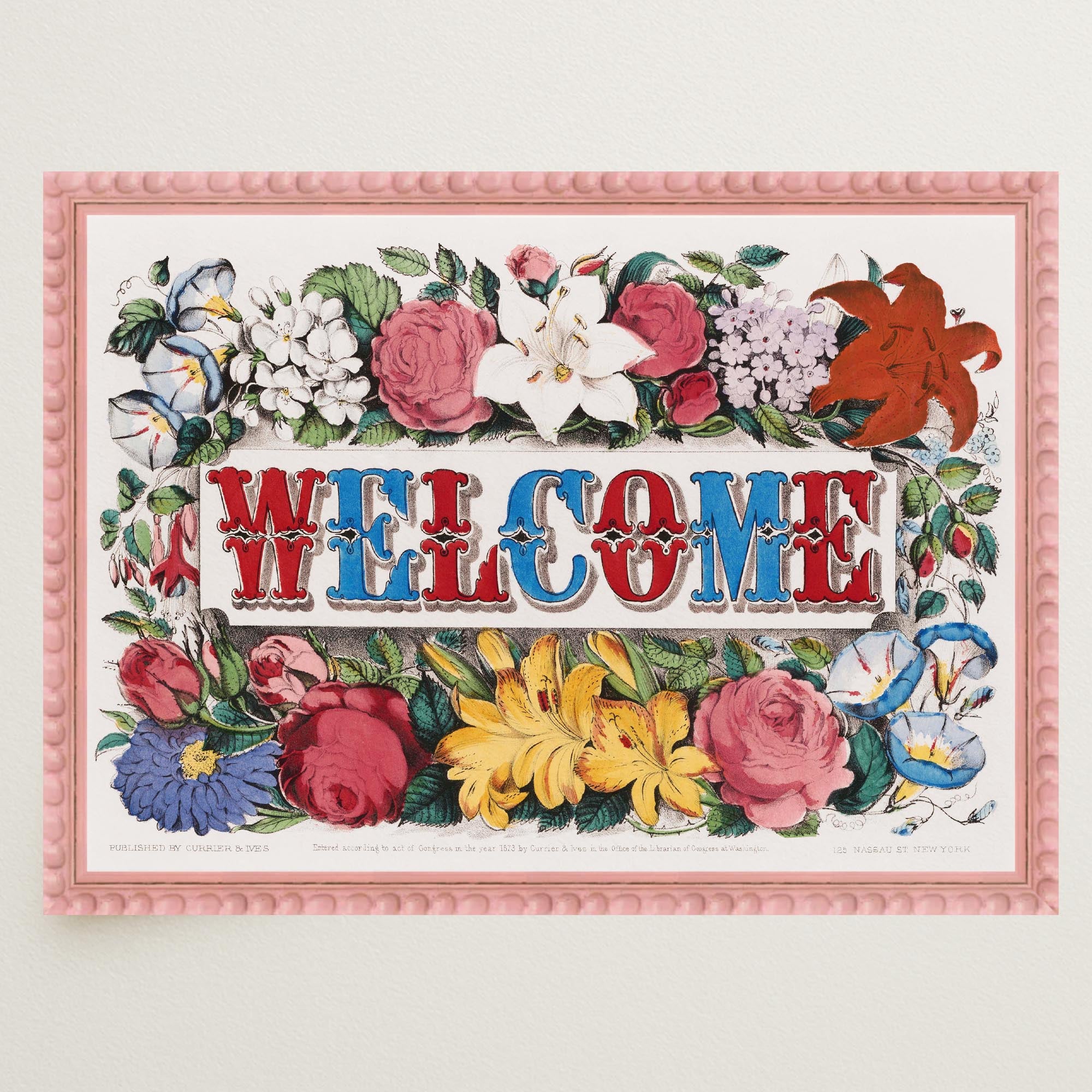 Welcome Floral Vintage Wall Art Print-Skudaboo