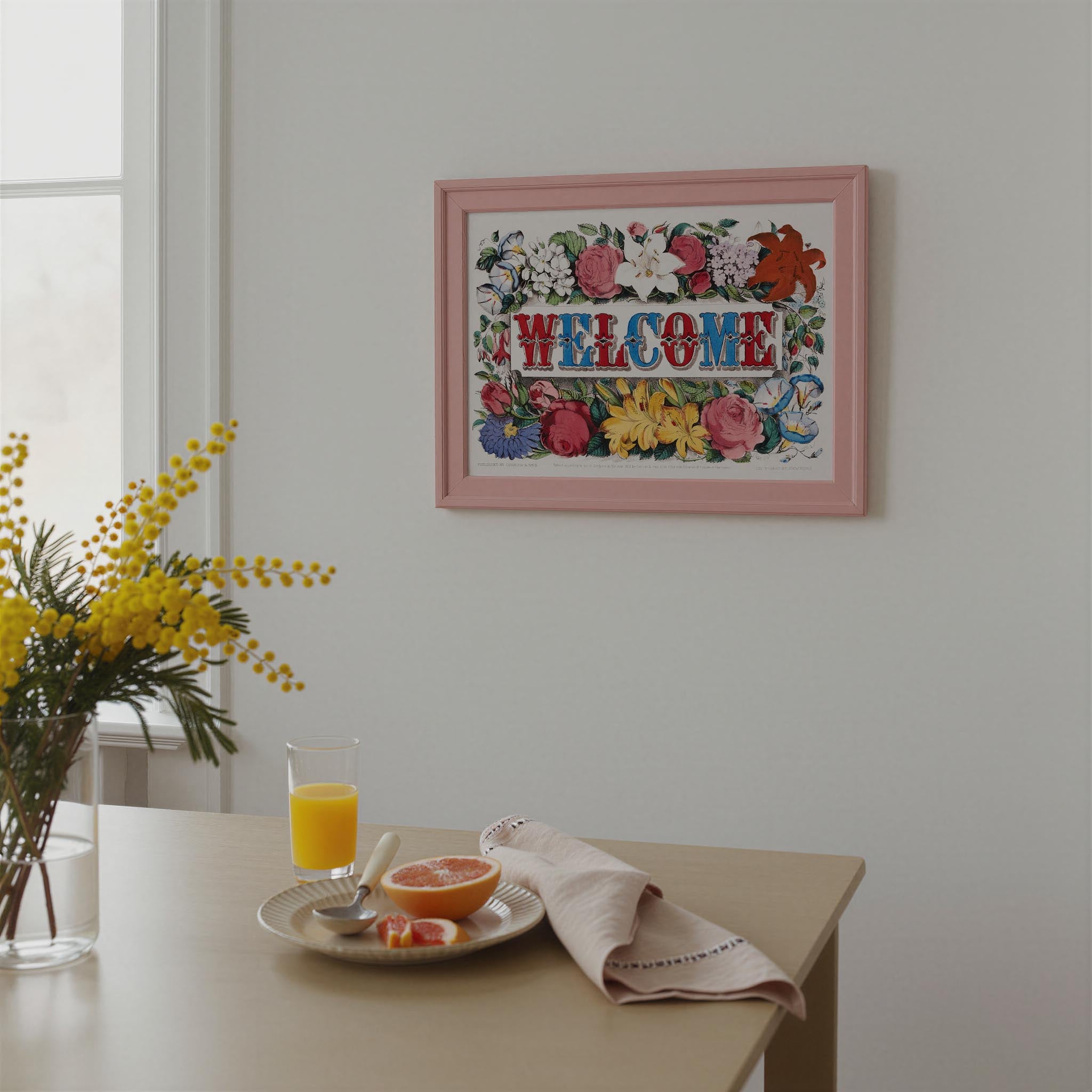 Welcome Floral Vintage Wall Art Print-Skudaboo
