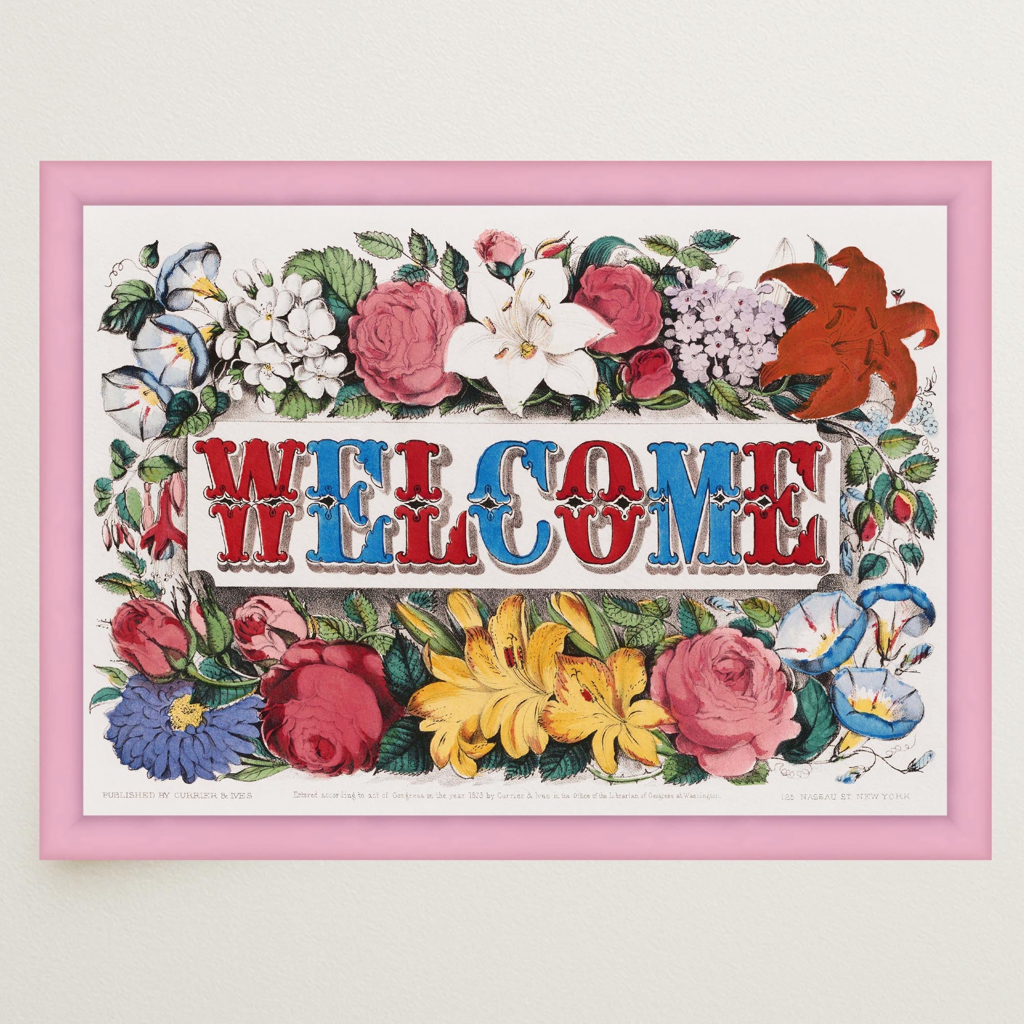Welcome Floral Vintage Wall Art Print-Skudaboo