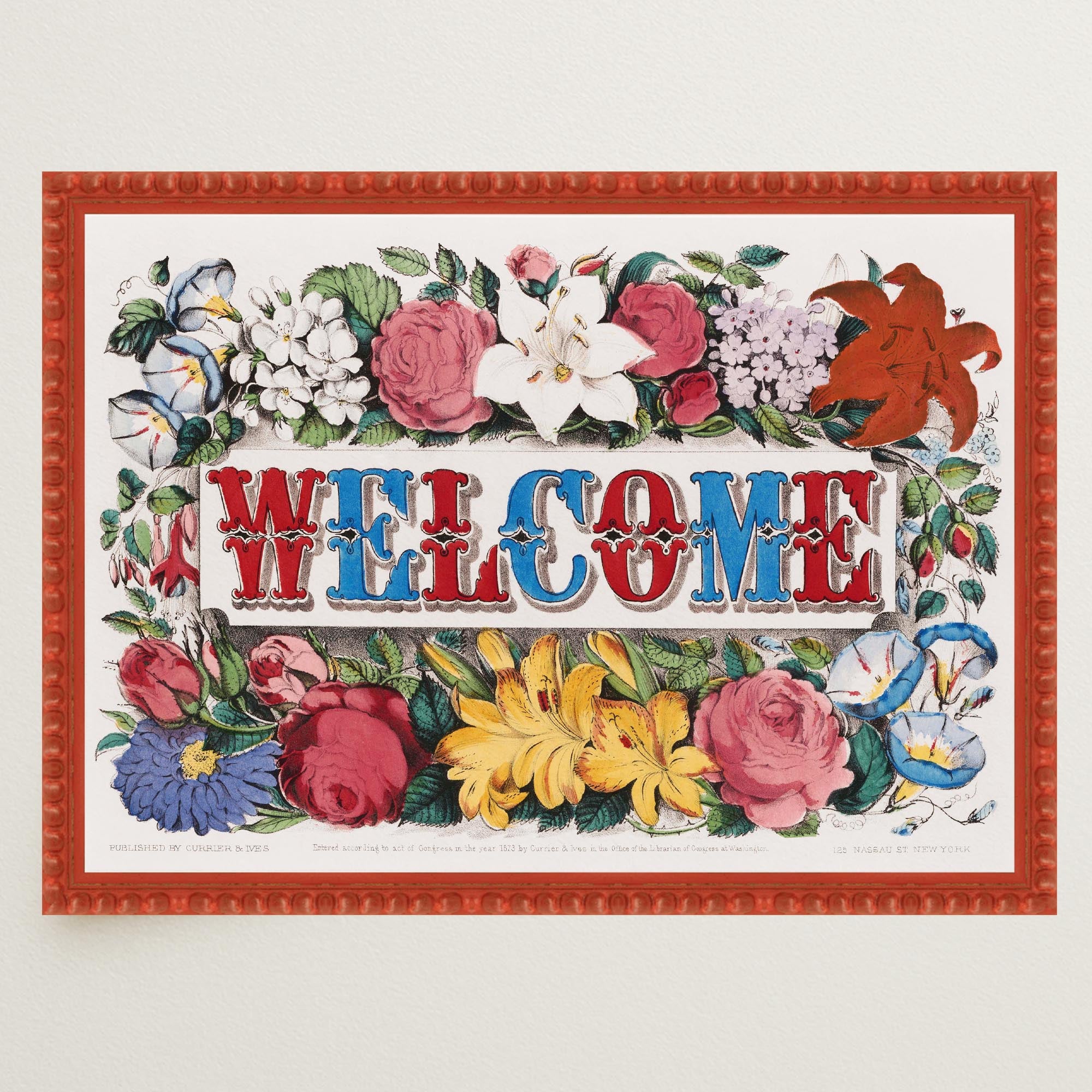 Welcome Floral Vintage Wall Art Print-Skudaboo
