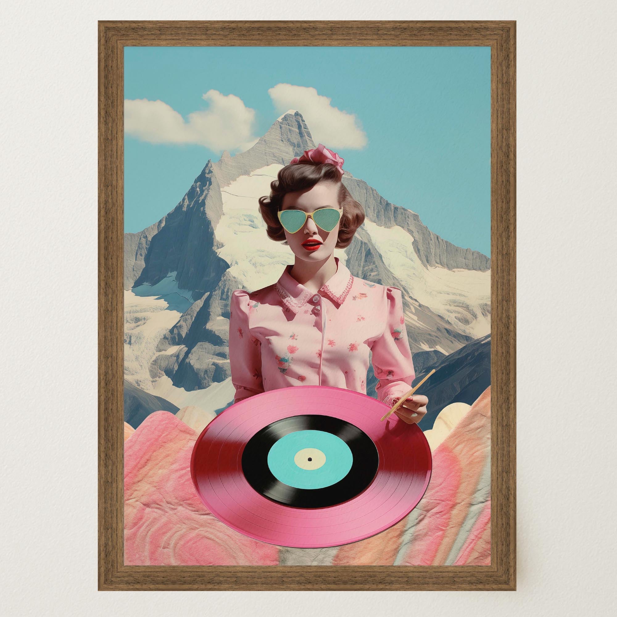 Retro Vinyl Collage Wall Art Print-Skudaboo
