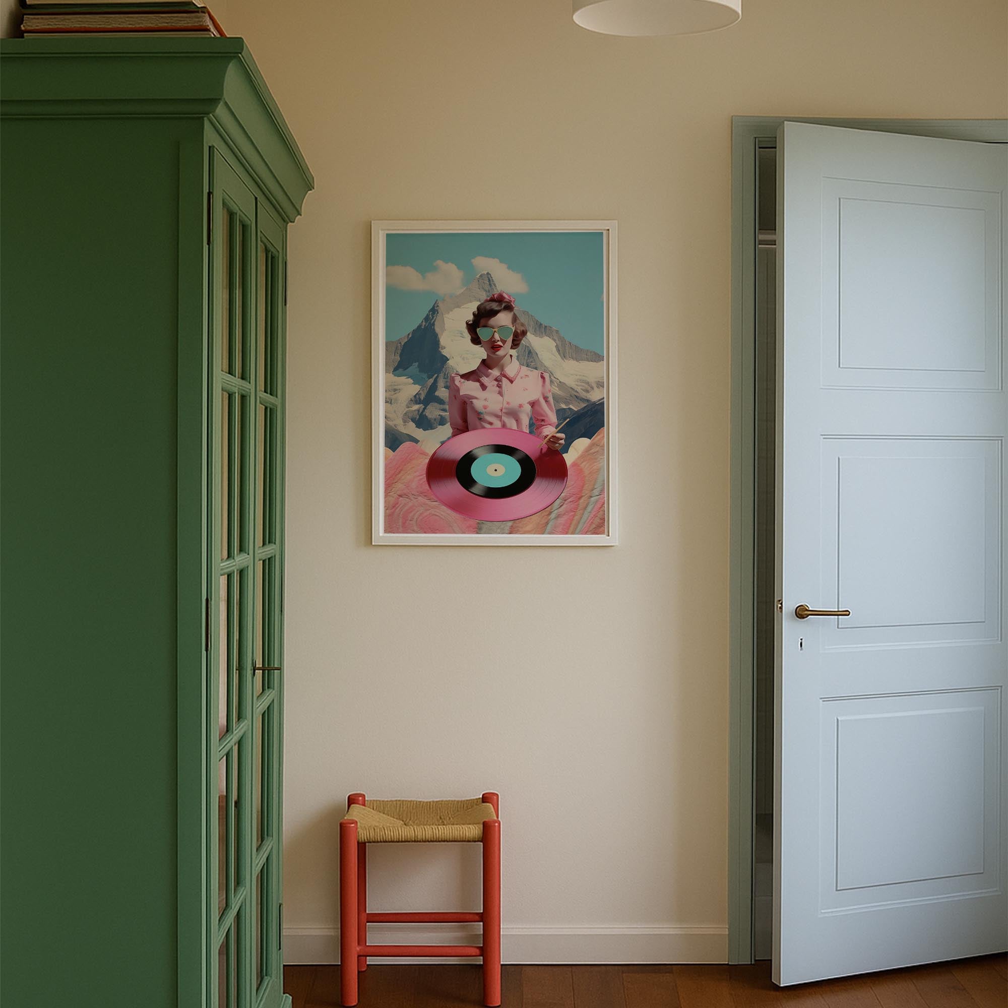 Retro Vinyl Collage Wall Art Print-Skudaboo