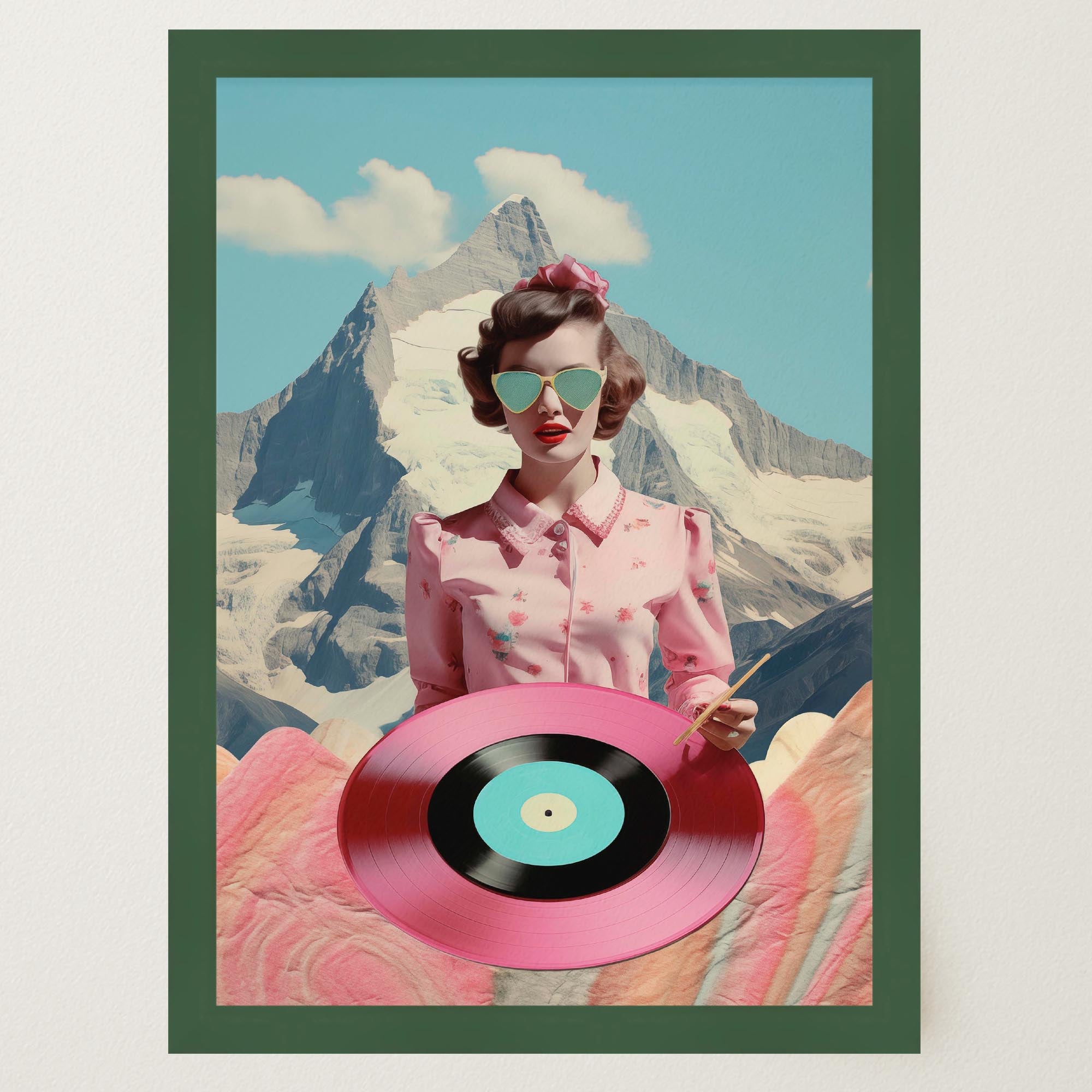Retro Vinyl Collage Wall Art Print-Skudaboo