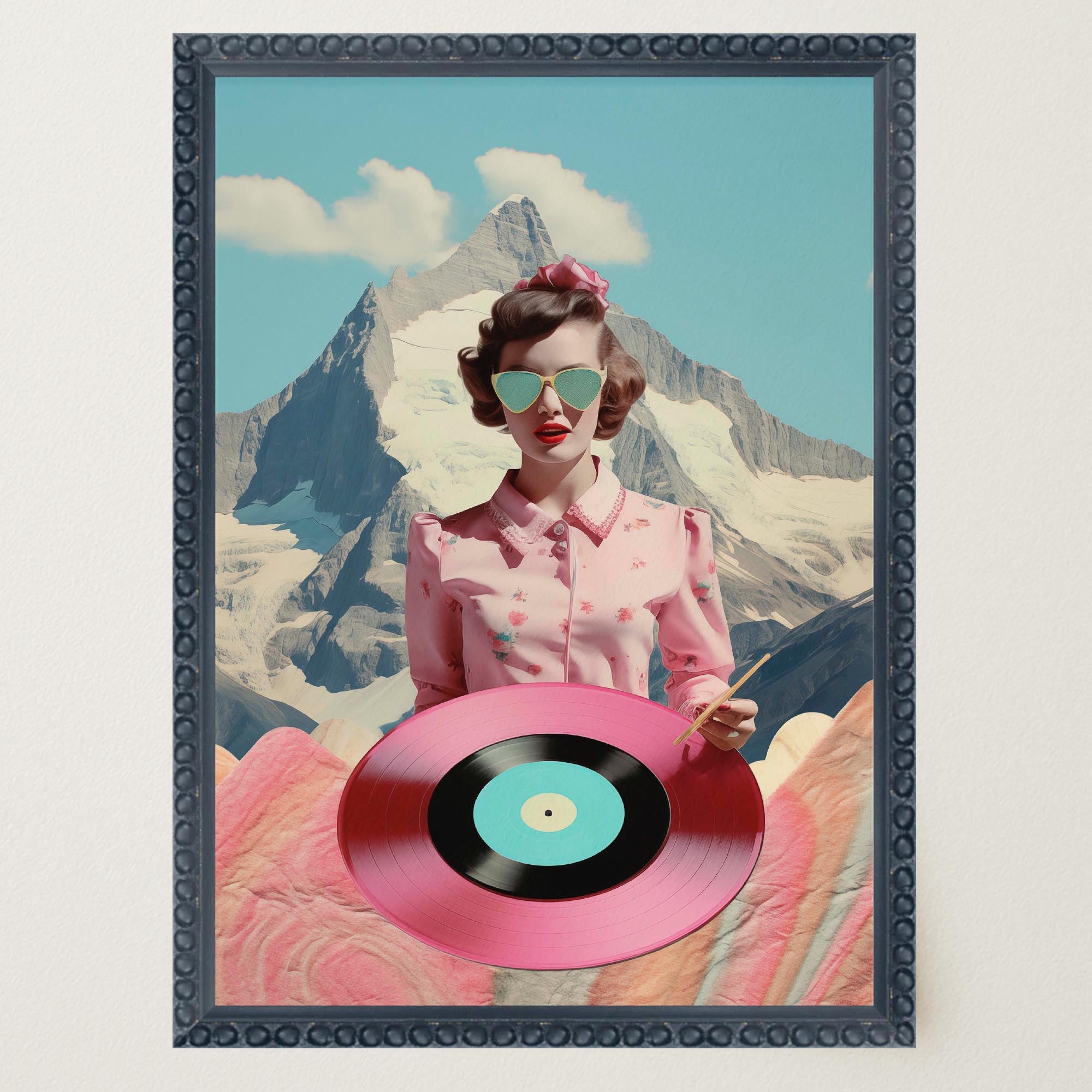 Retro Vinyl Collage Wall Art Print-Skudaboo