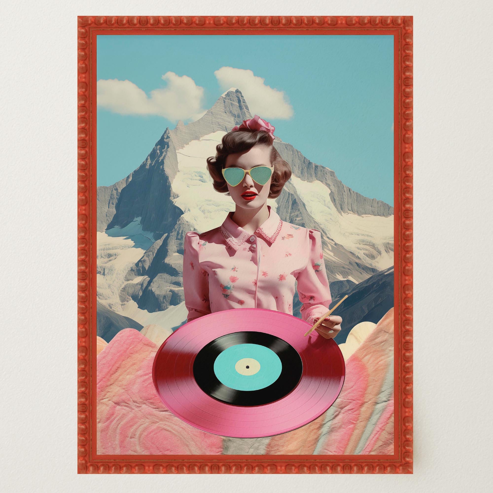 Retro Vinyl Collage Wall Art Print-Skudaboo