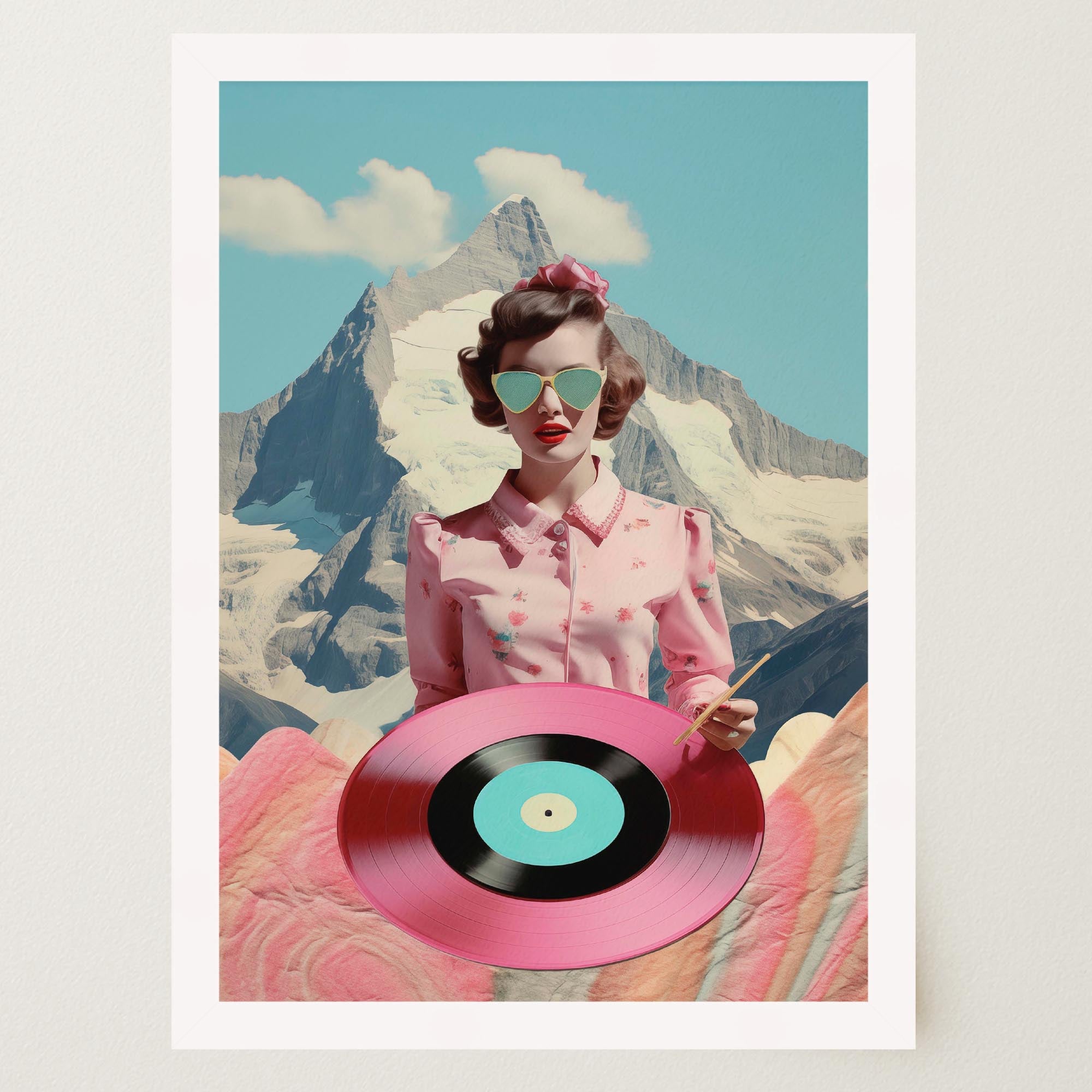Retro Vinyl Collage Wall Art Print-Skudaboo