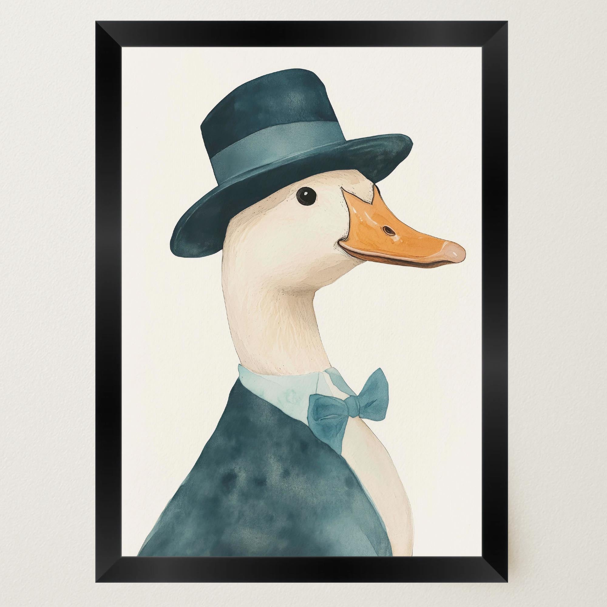 Fancy Duck in Top Hat Nursery Wall Art Print-Skudaboo