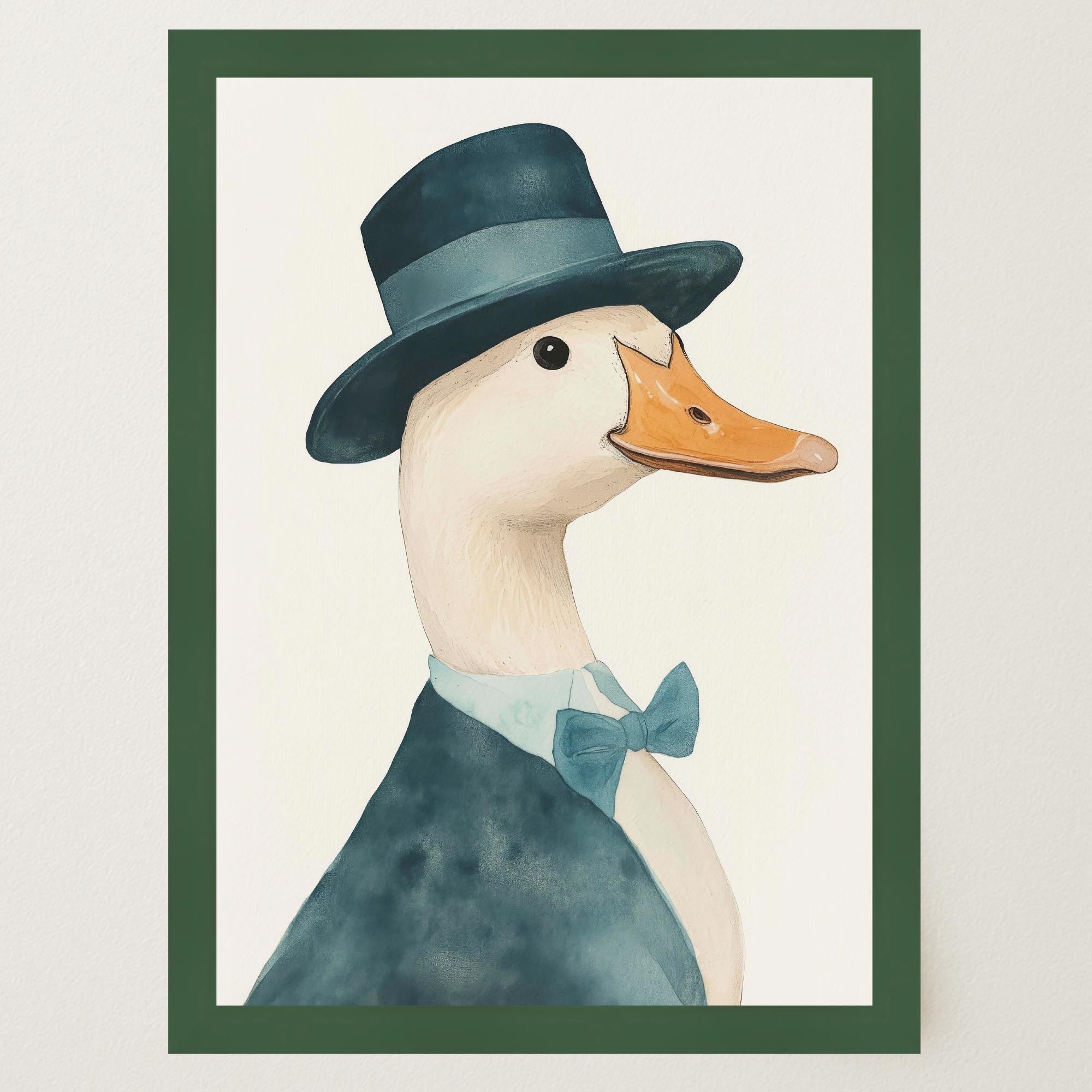 Fancy Duck in Top Hat Nursery Wall Art Print-Skudaboo