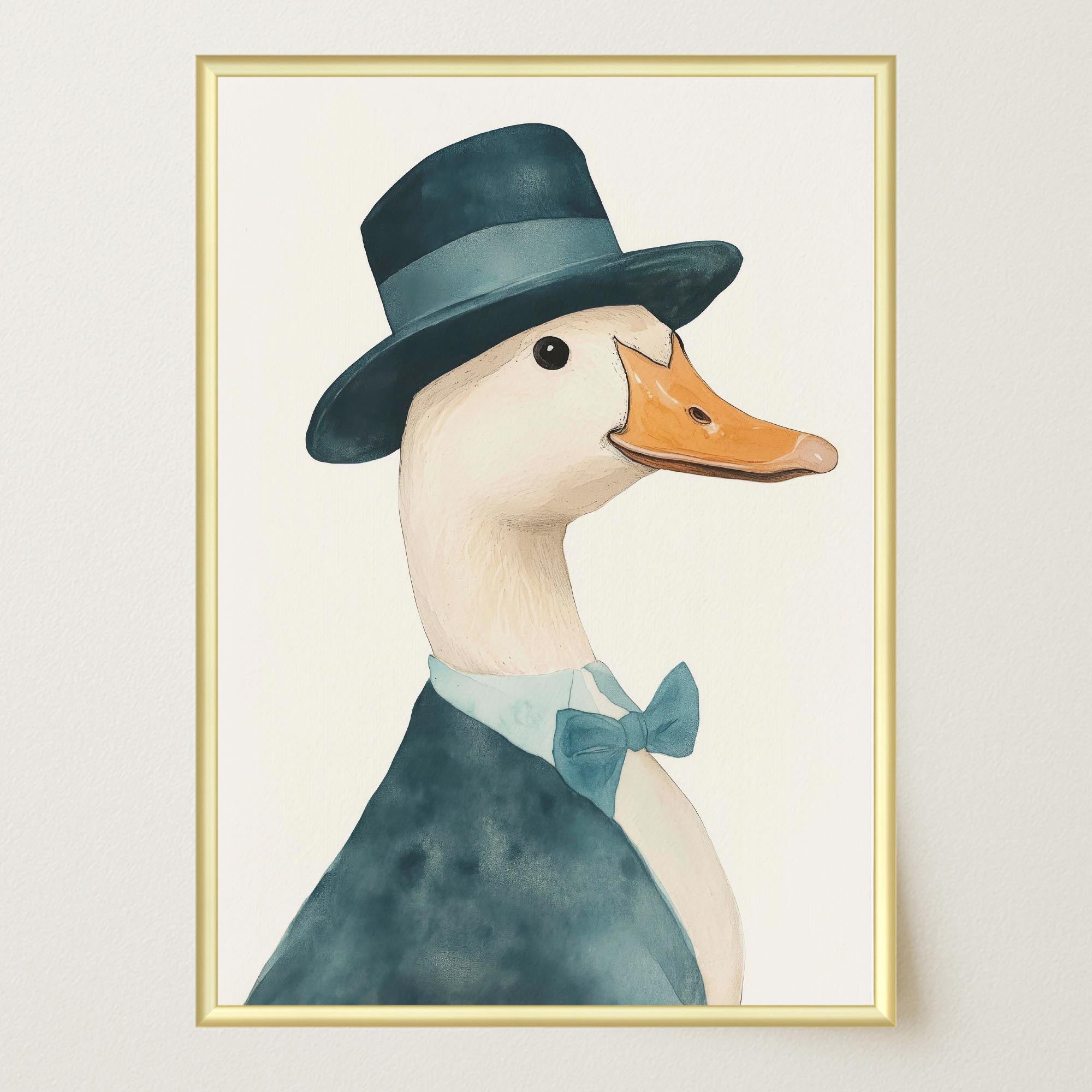 Fancy Duck in Top Hat Nursery Wall Art Print-Skudaboo