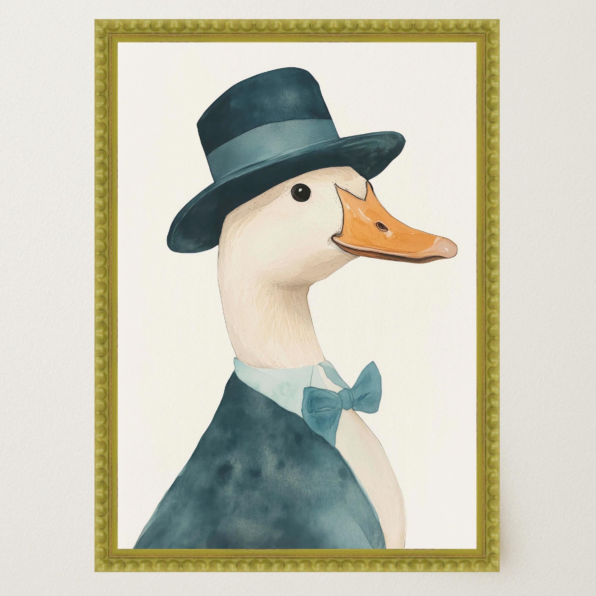 Fancy Duck in Top Hat Nursery Wall Art Print-Skudaboo