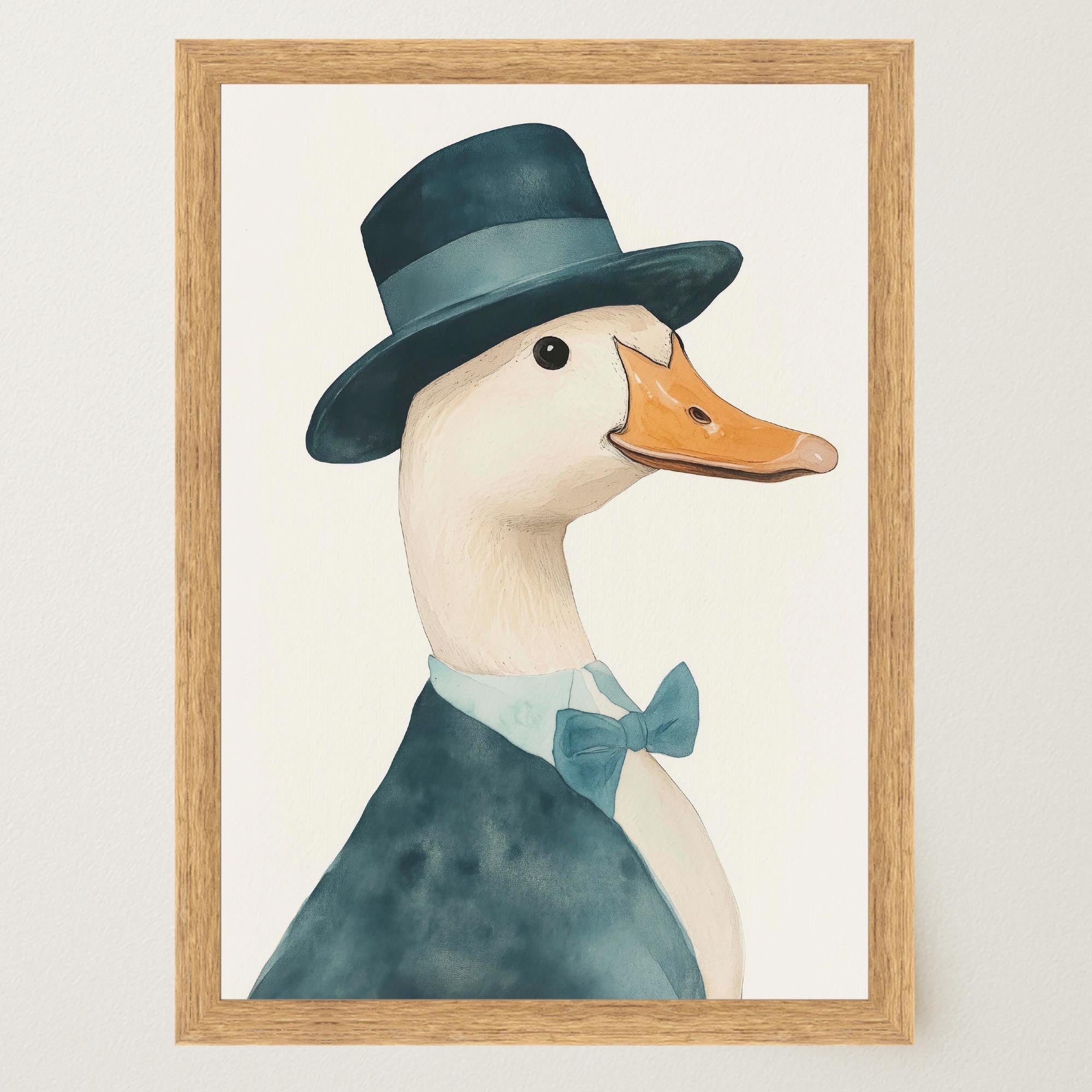 Fancy Duck in Top Hat Nursery Wall Art Print-Skudaboo