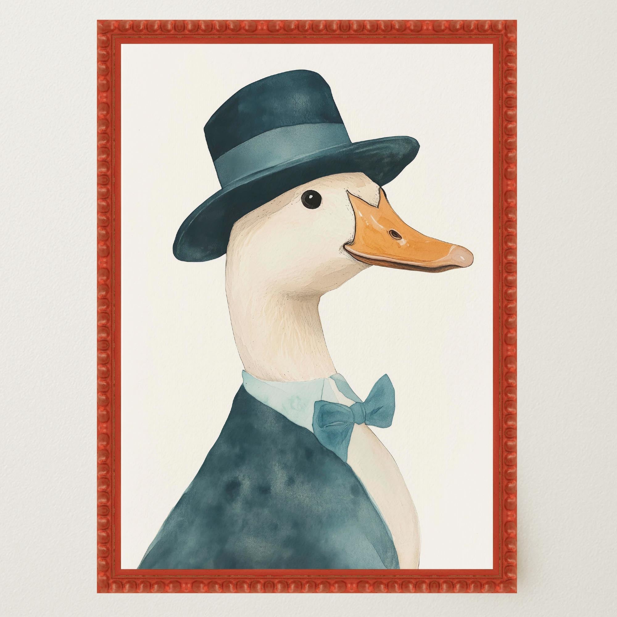 Fancy Duck in Top Hat Nursery Wall Art Print-Skudaboo