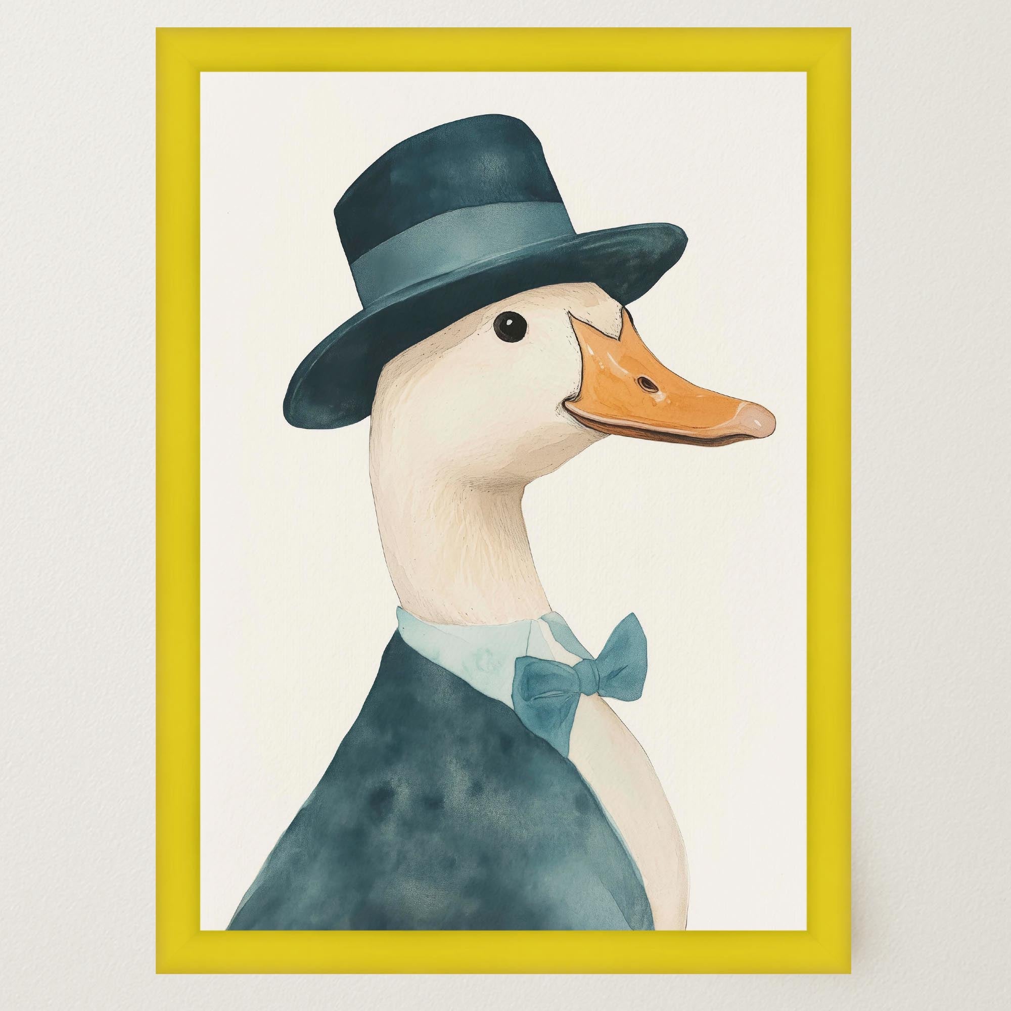 Fancy Duck in Top Hat Nursery Wall Art Print-Skudaboo