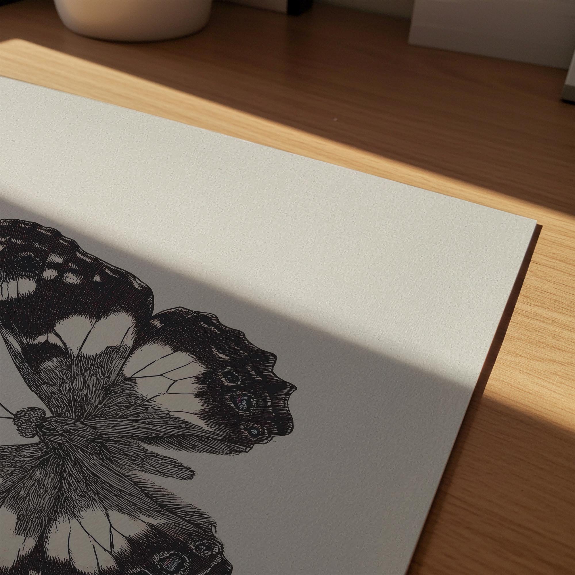 Vintage Style Black and White Butterfly Wall Art Print-Skudaboo
