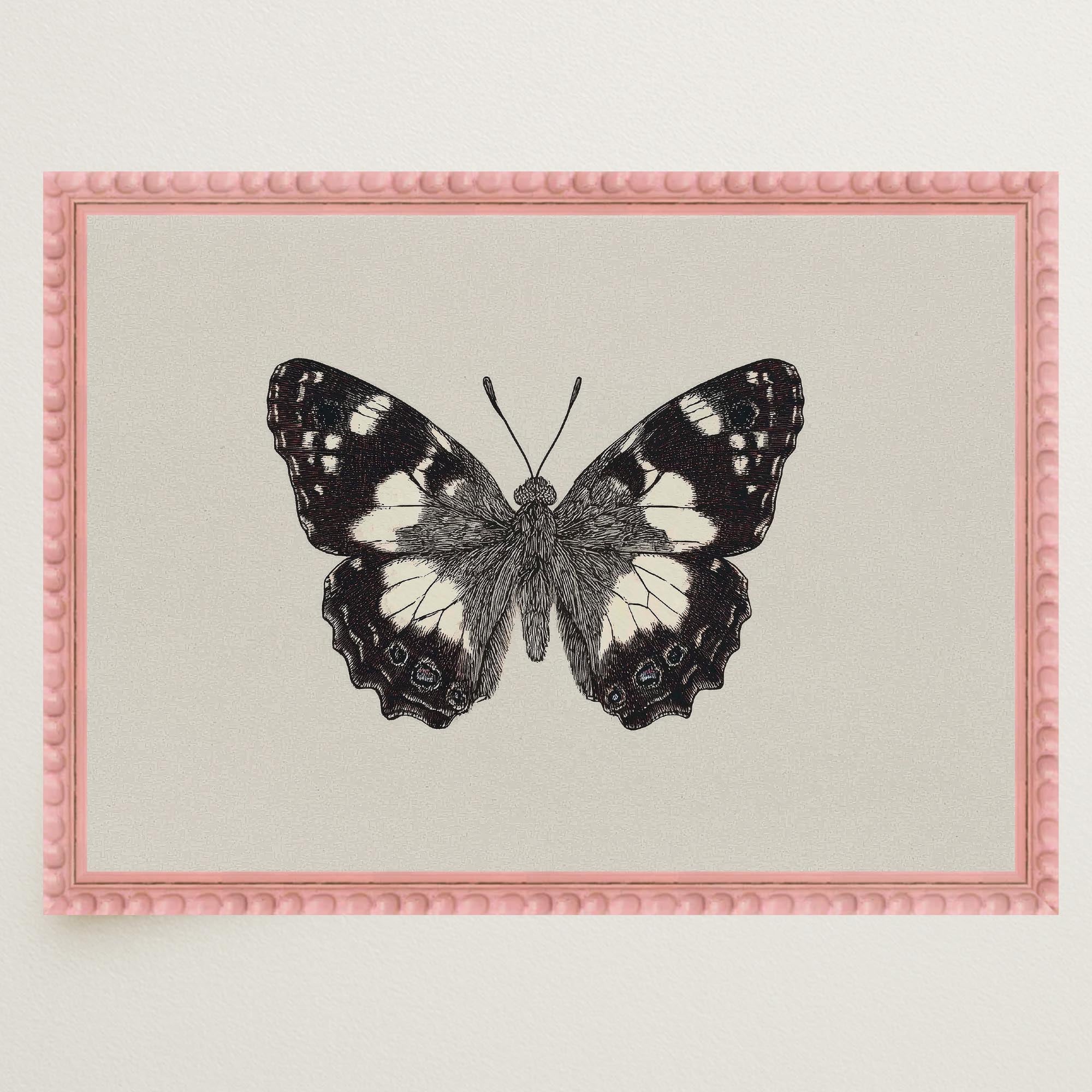 Vintage Style Black and White Butterfly Wall Art Print-Skudaboo