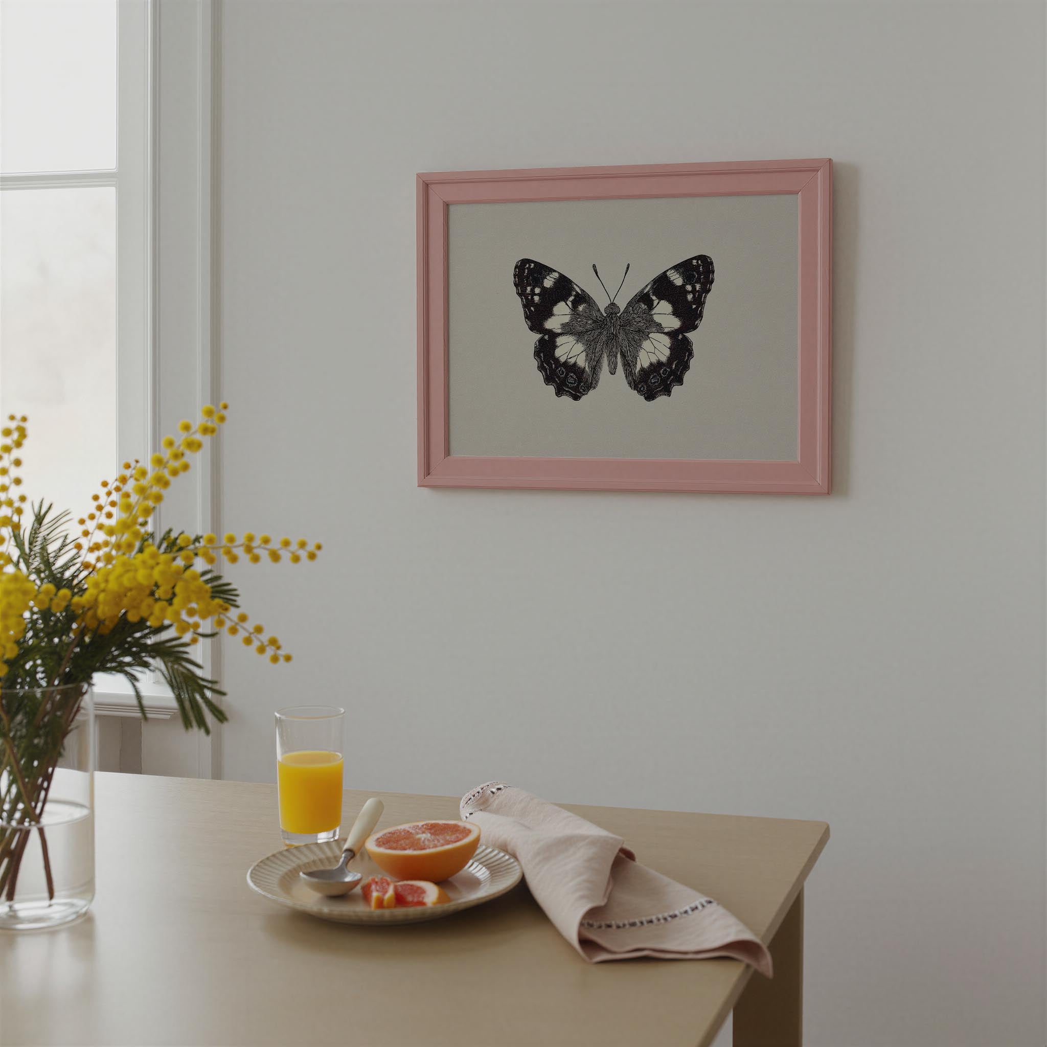 Vintage Style Black and White Butterfly Wall Art Print-Skudaboo