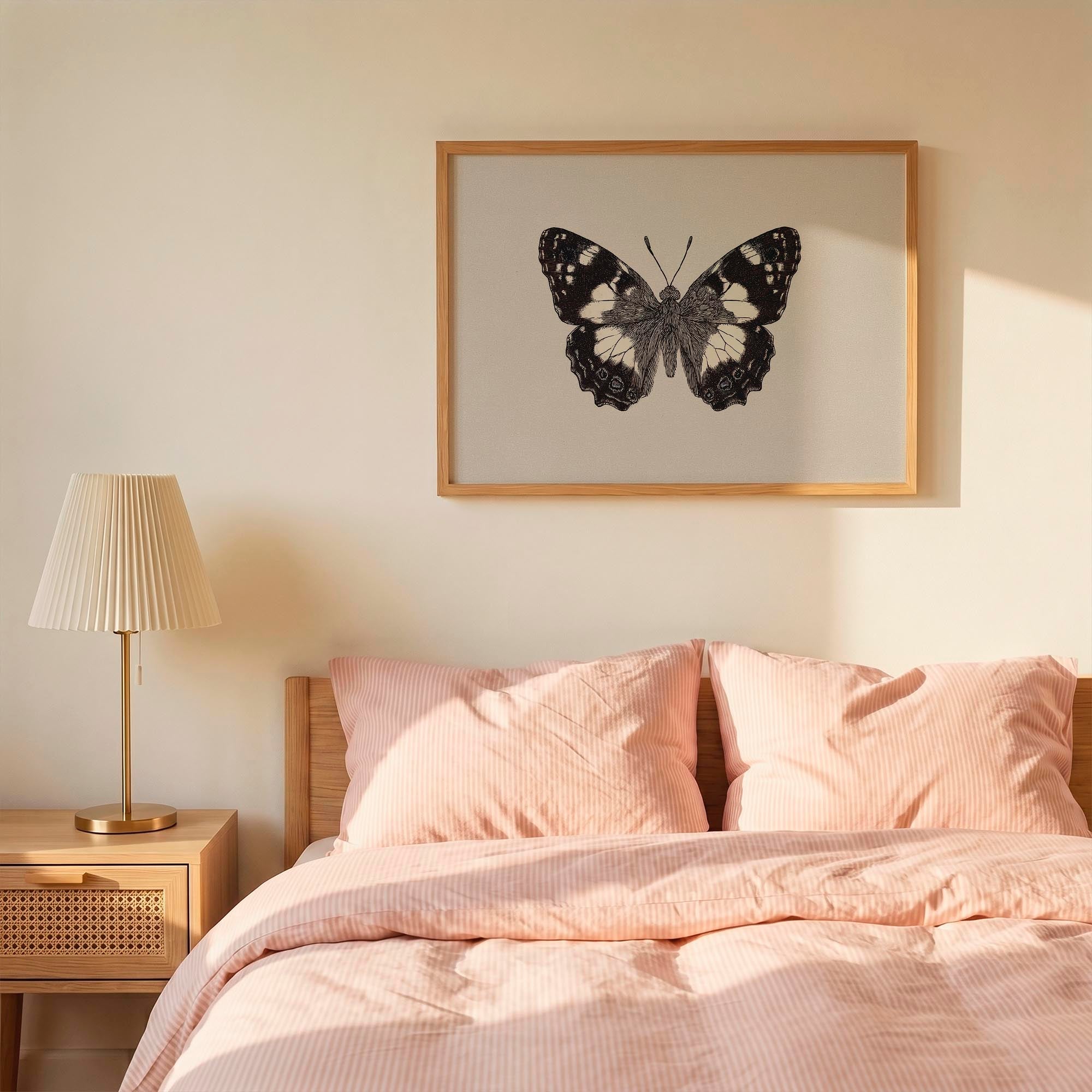 Vintage Style Black and White Butterfly Wall Art Print-Skudaboo
