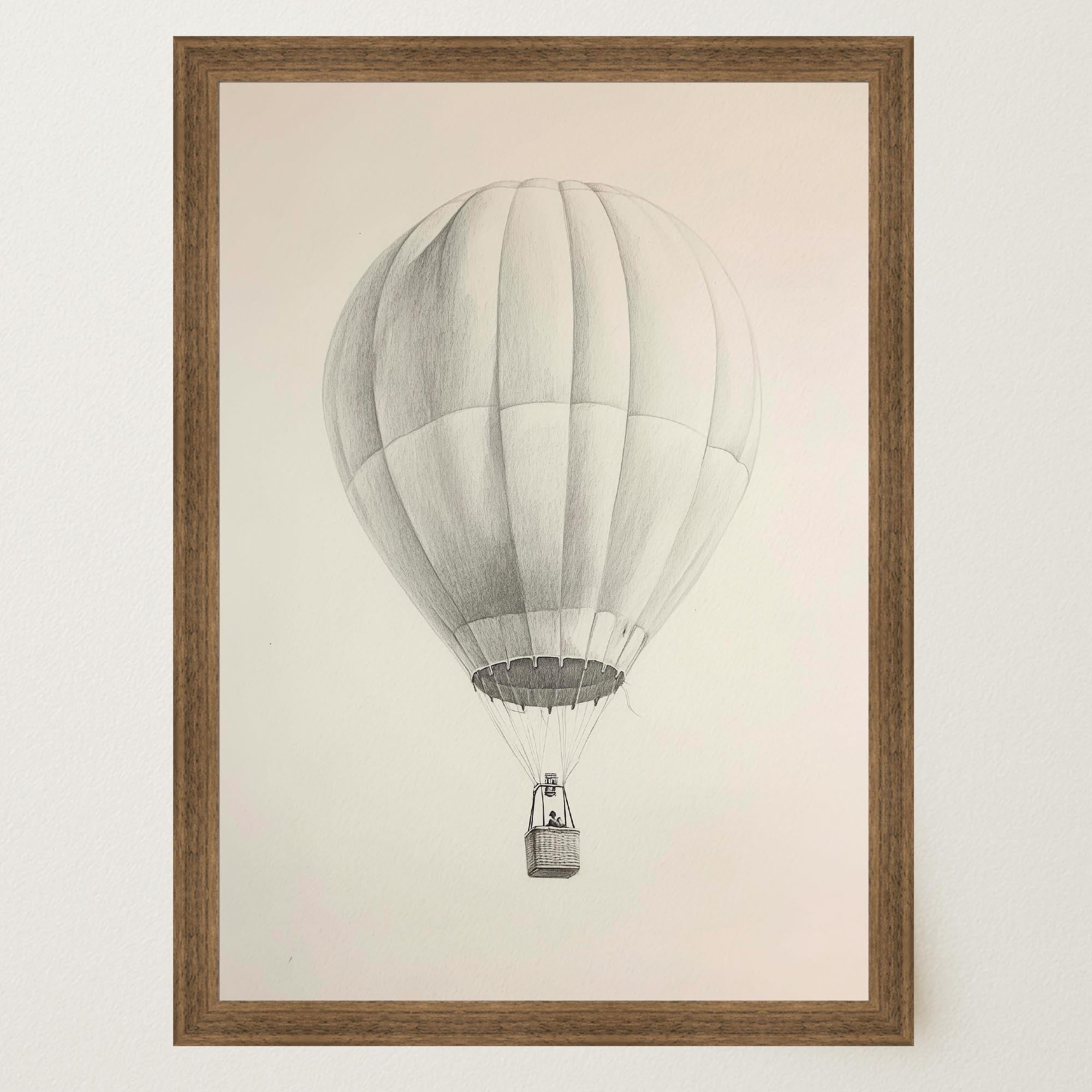 Vintage Style Hot Air Balloon Drawing Wall Art Print-Skudaboo