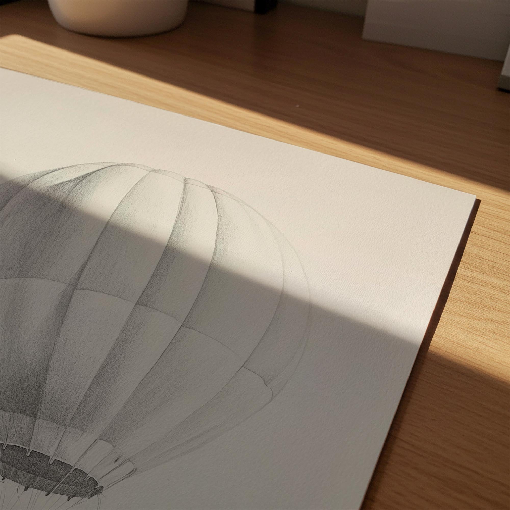 Vintage Style Hot Air Balloon Drawing Wall Art Print-Skudaboo