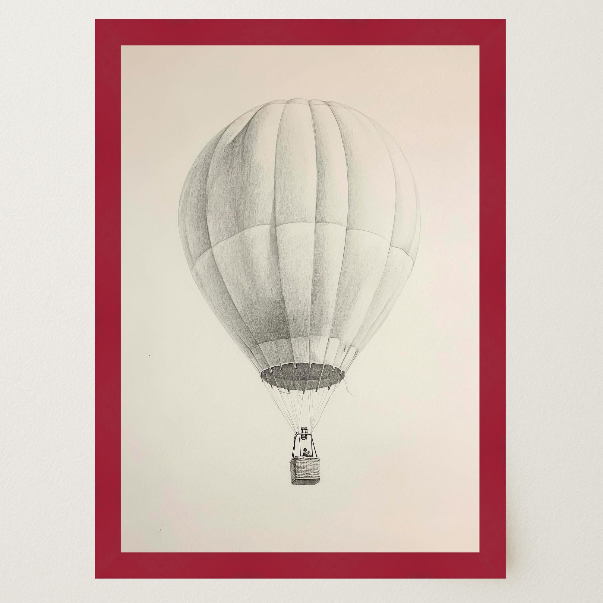 Vintage Style Hot Air Balloon Drawing Wall Art Print-Skudaboo