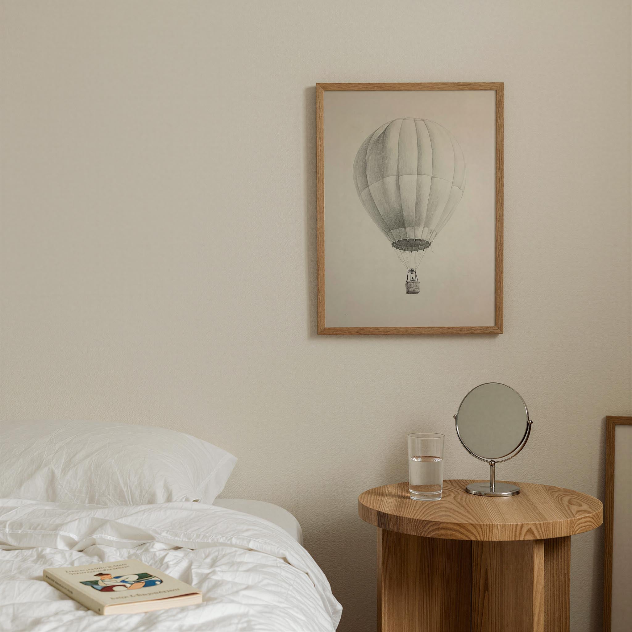 Vintage Style Hot Air Balloon Drawing Wall Art Print-Skudaboo