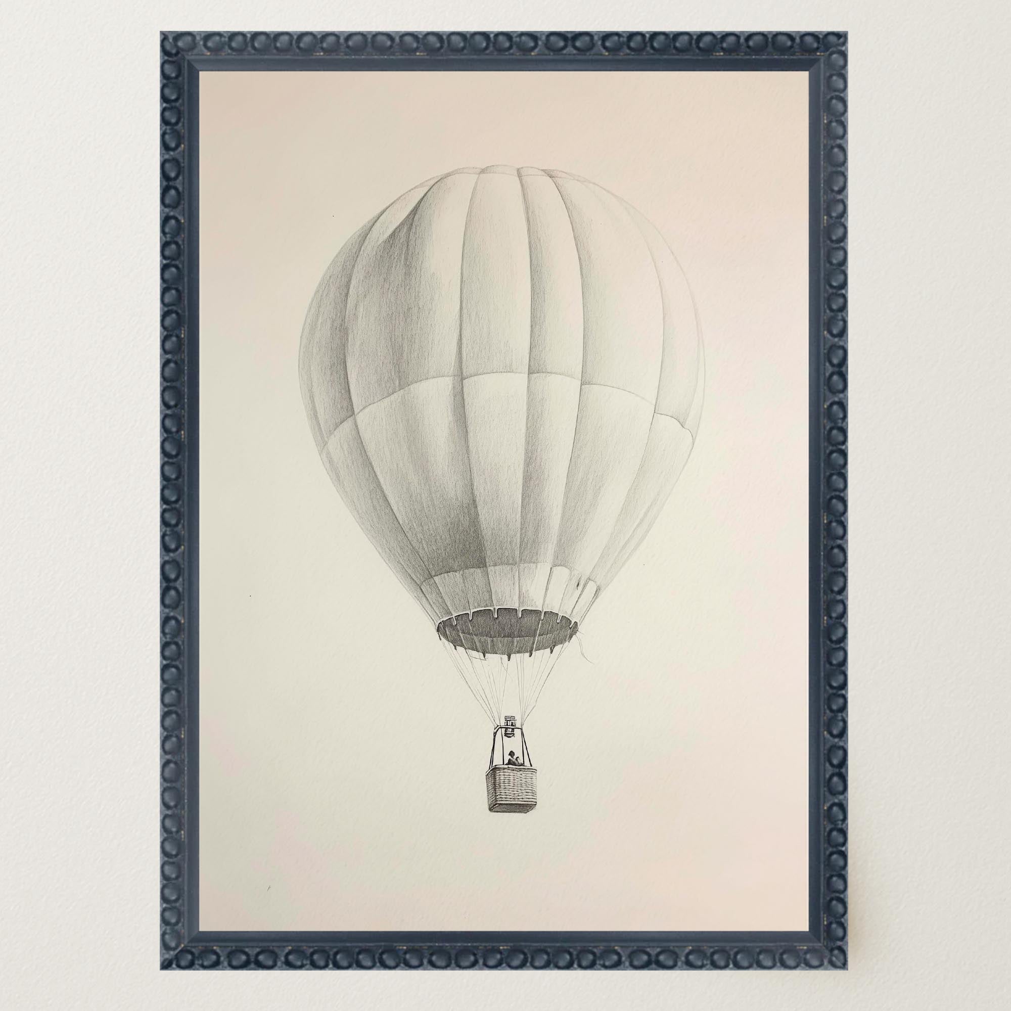 Vintage Style Hot Air Balloon Drawing Wall Art Print-Skudaboo