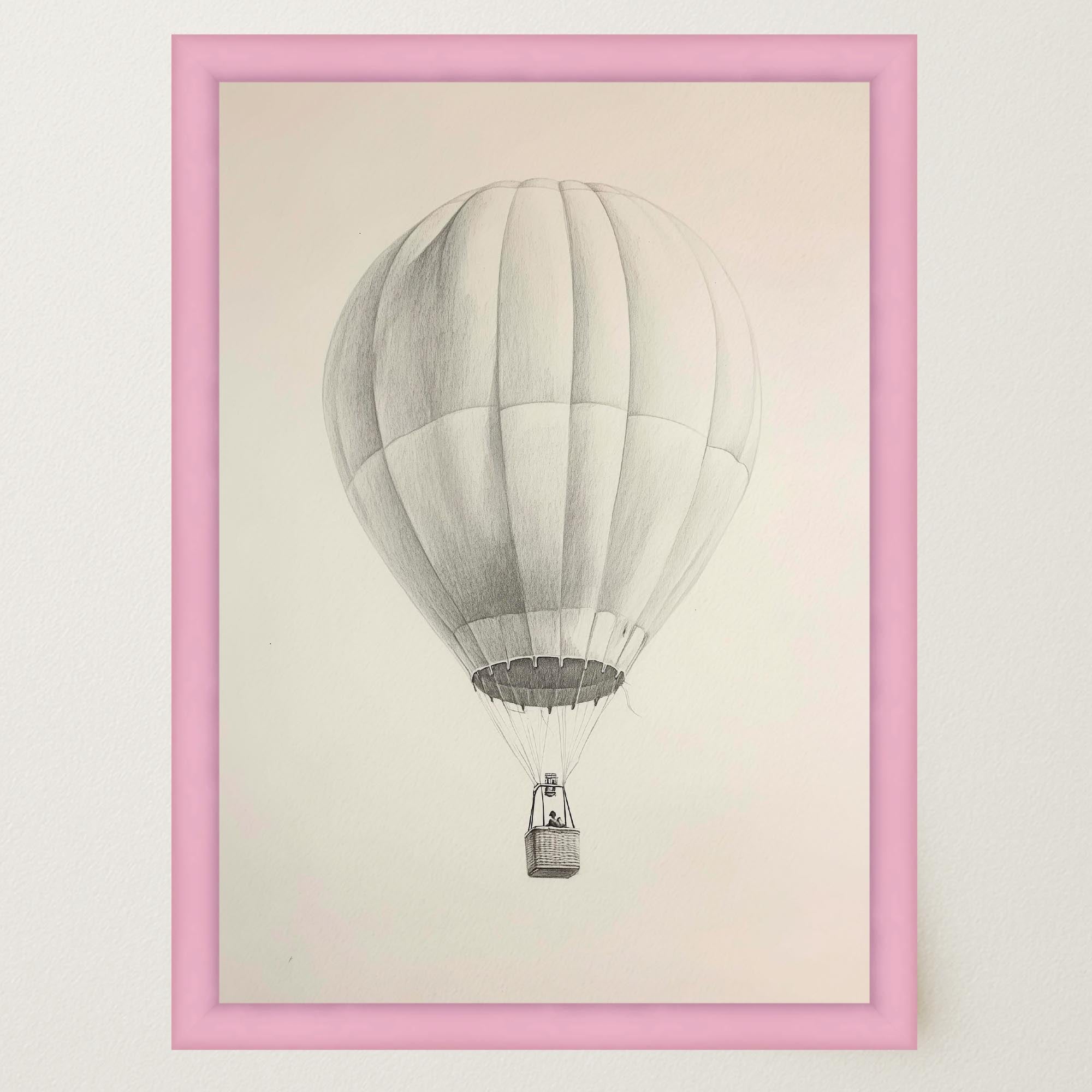Vintage Style Hot Air Balloon Drawing Wall Art Print-Skudaboo