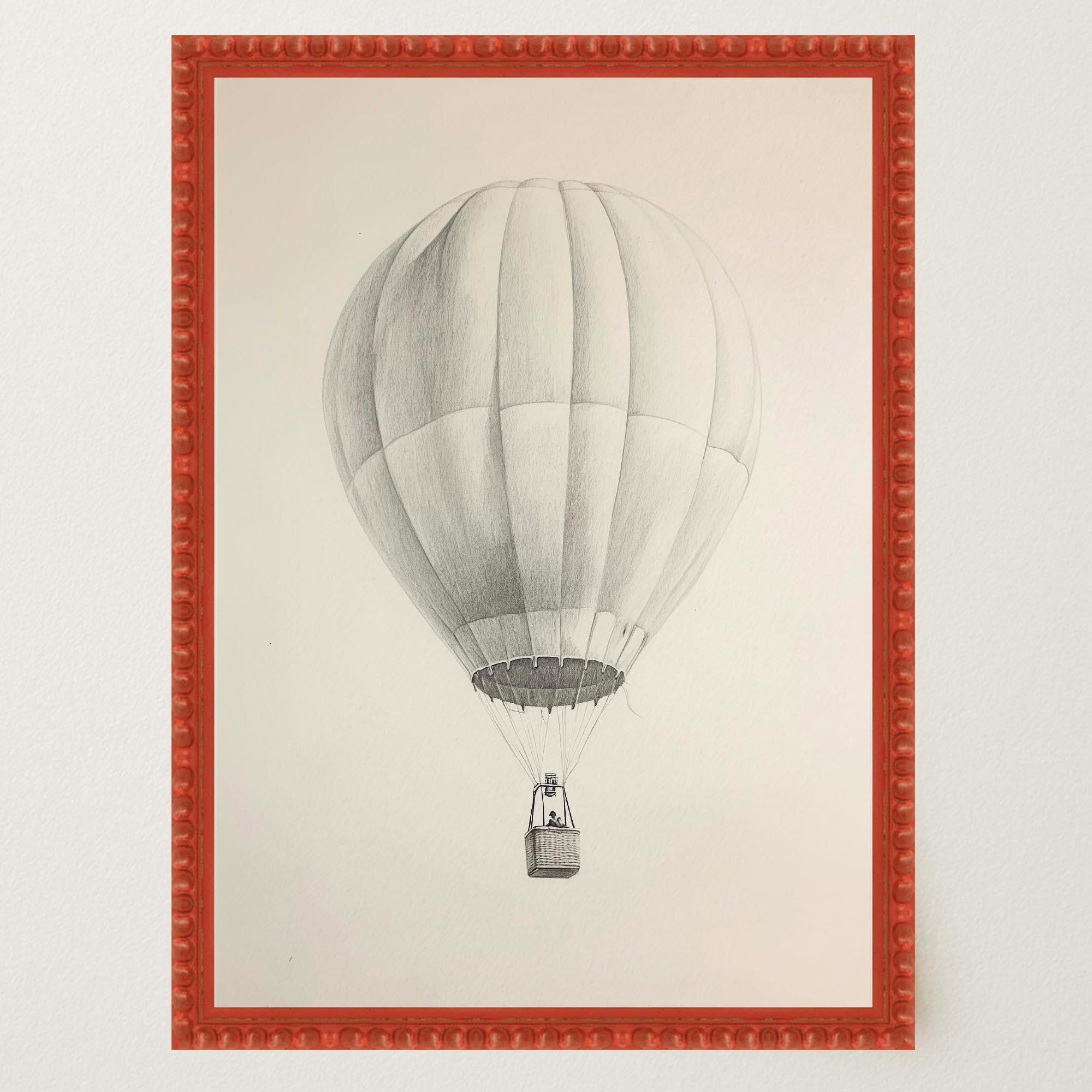 Vintage Style Hot Air Balloon Drawing Wall Art Print-Skudaboo