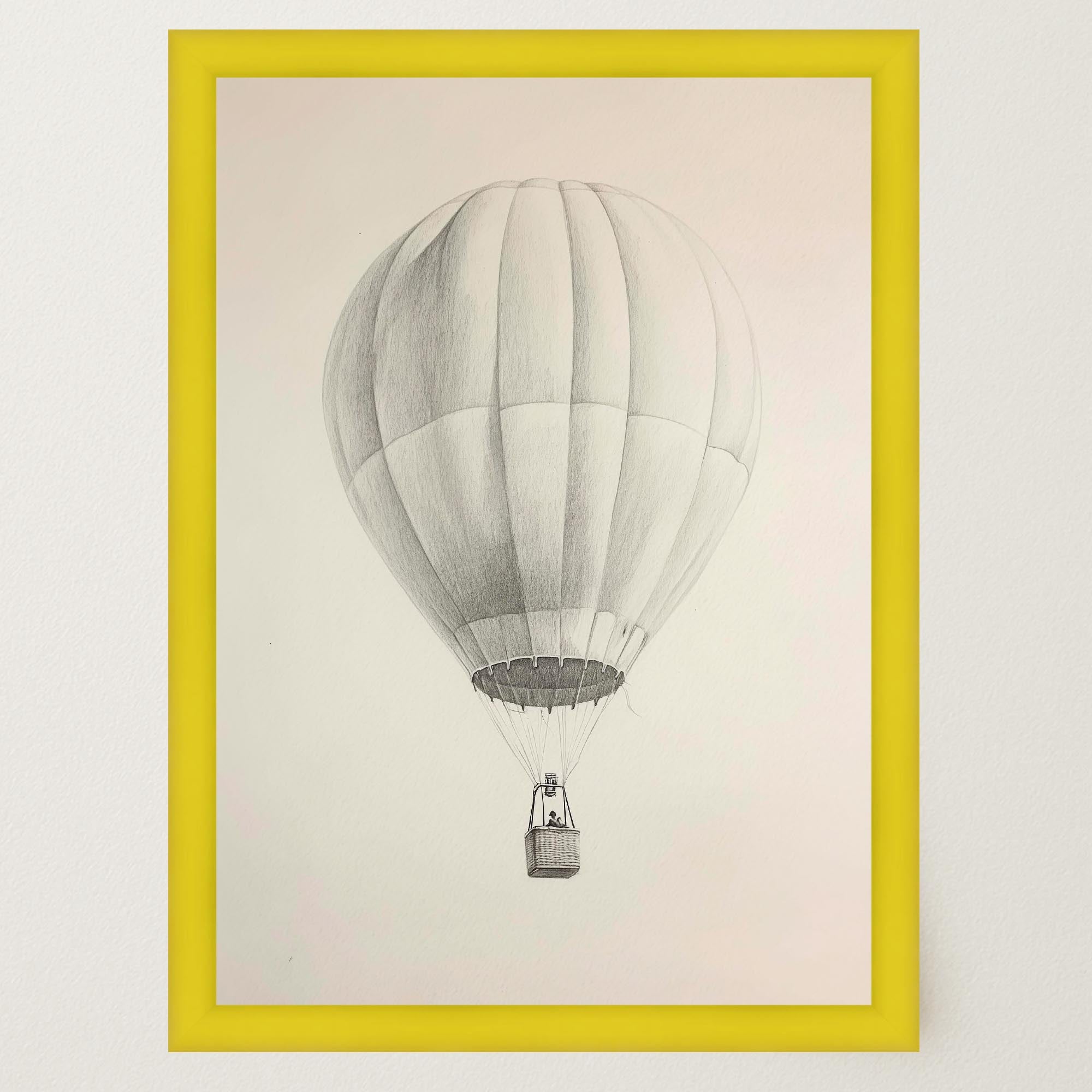Vintage Style Hot Air Balloon Drawing Wall Art Print-Skudaboo