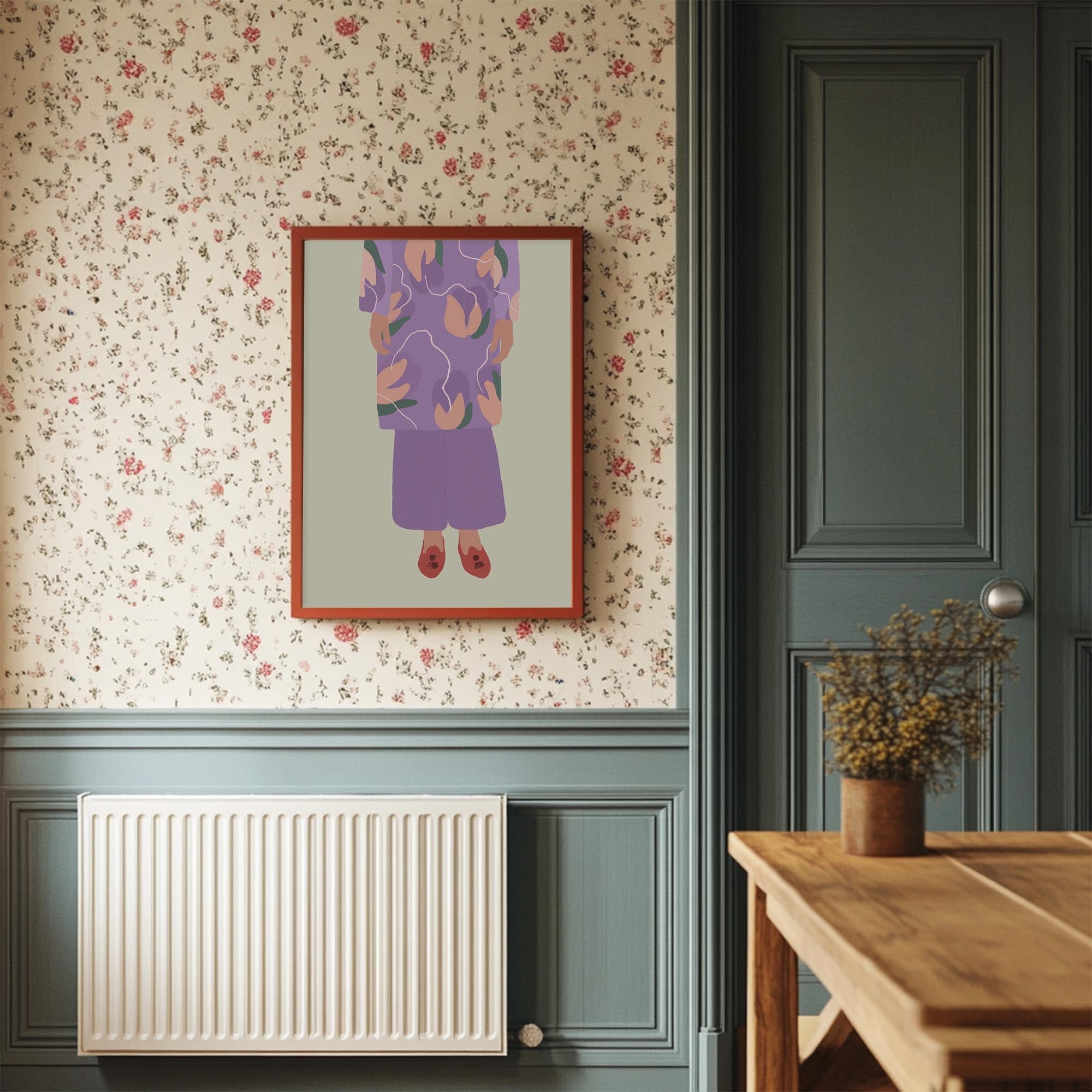 Woman in Purple Outfit Fashion Wall Art Print-Skudaboo