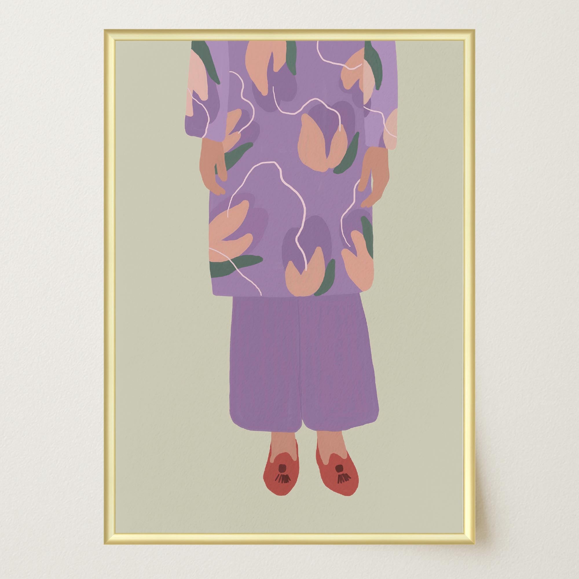 Woman in Purple Outfit Fashion Wall Art Print-Skudaboo