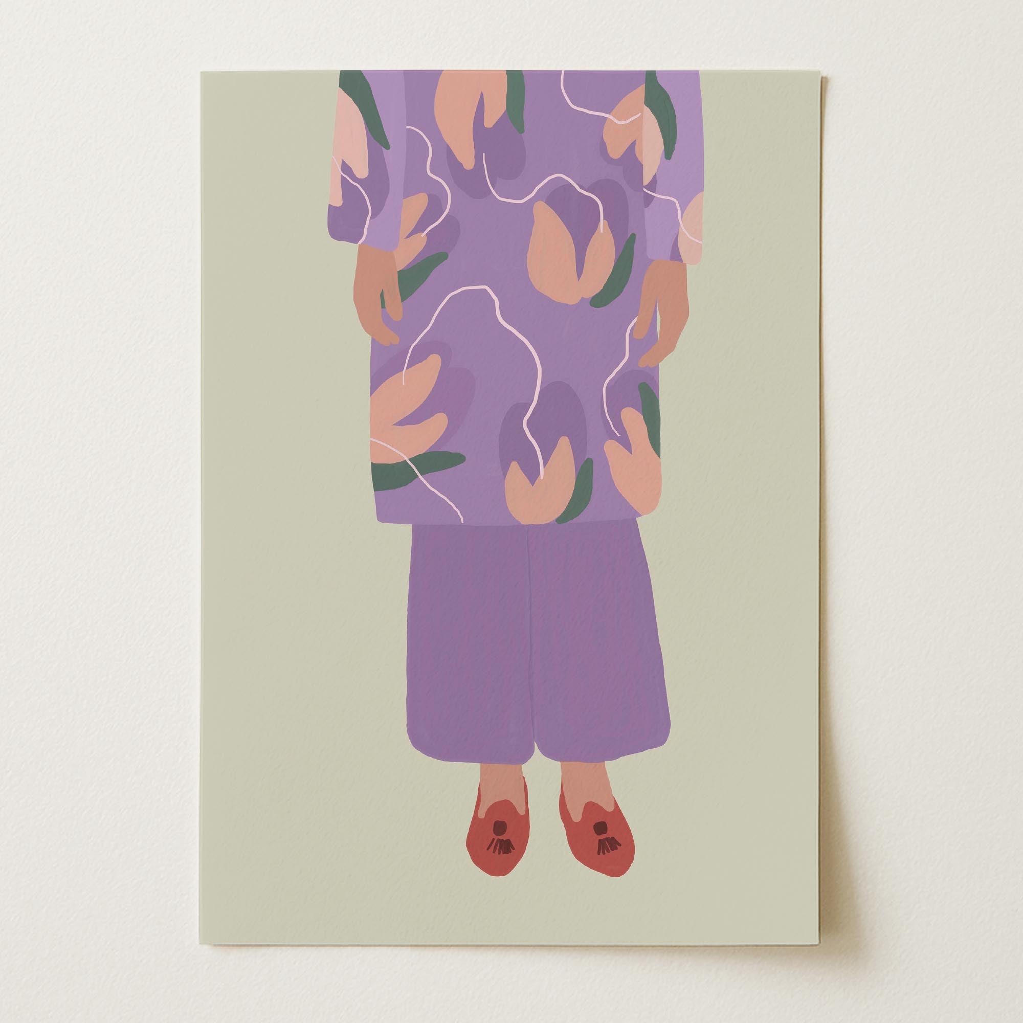 Woman in Purple Outfit Fashion Wall Art Print-Skudaboo