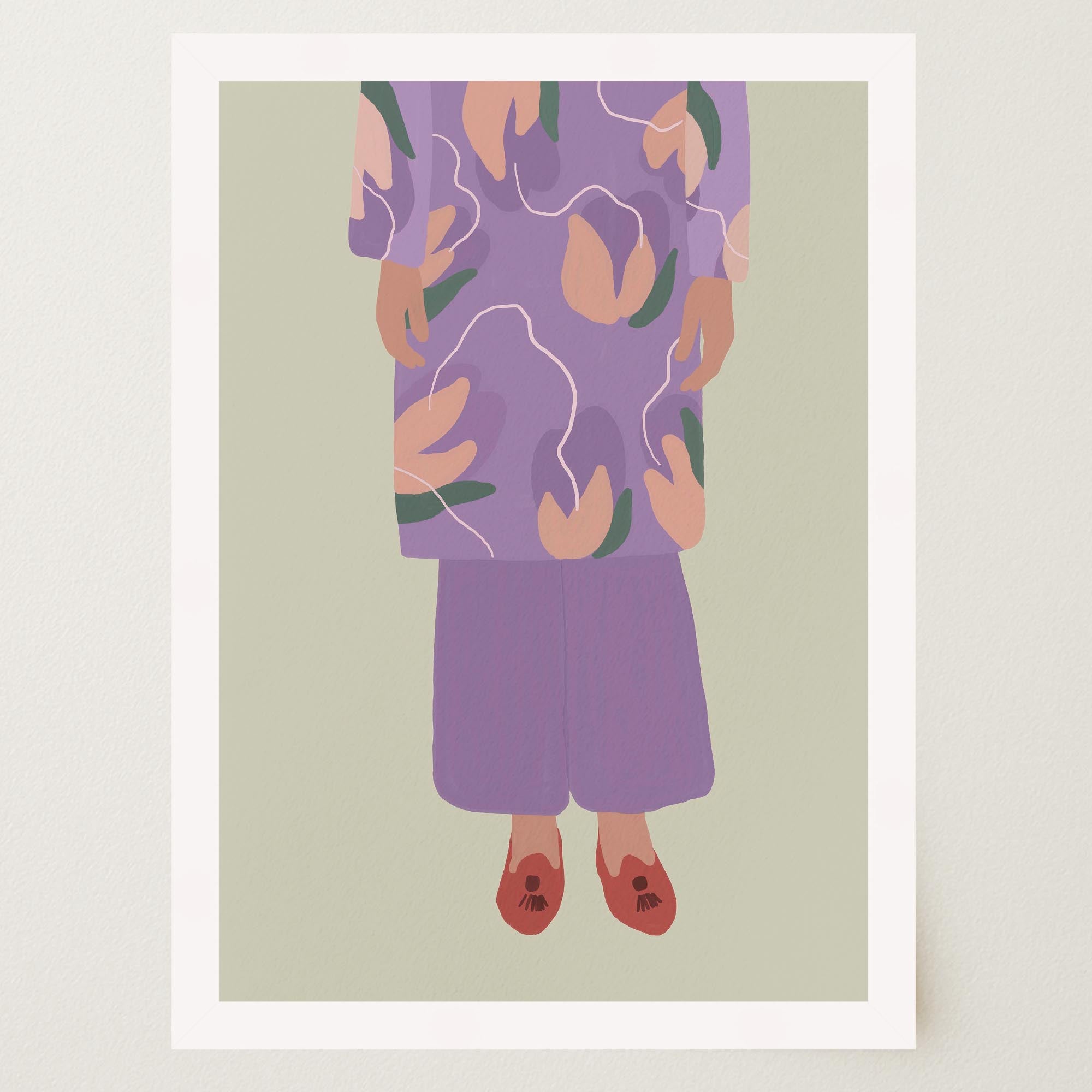 Woman in Purple Outfit Fashion Wall Art Print-Skudaboo