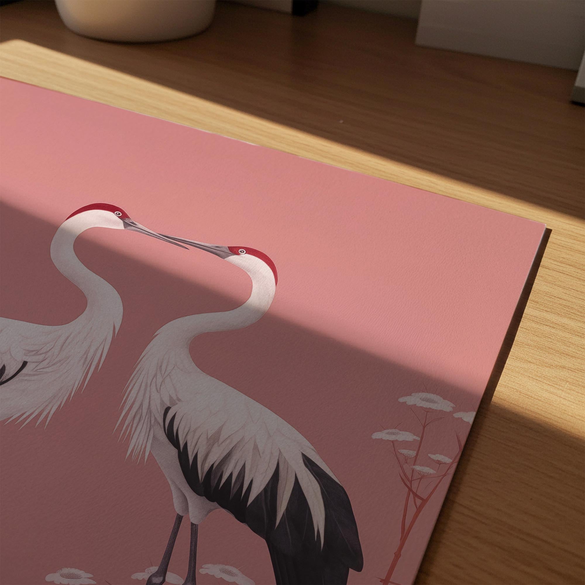 Romantic Crane Birds Heart Illustration Wall Art Print-Skudaboo