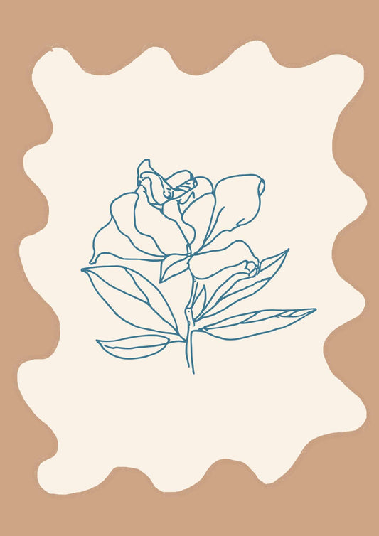a drawing of a flower on a brown background