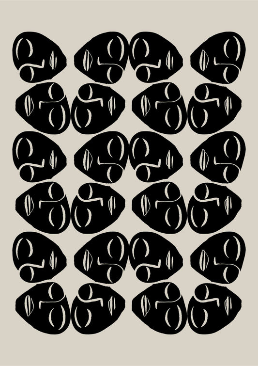 Abstract Faces Pattern Art Print
