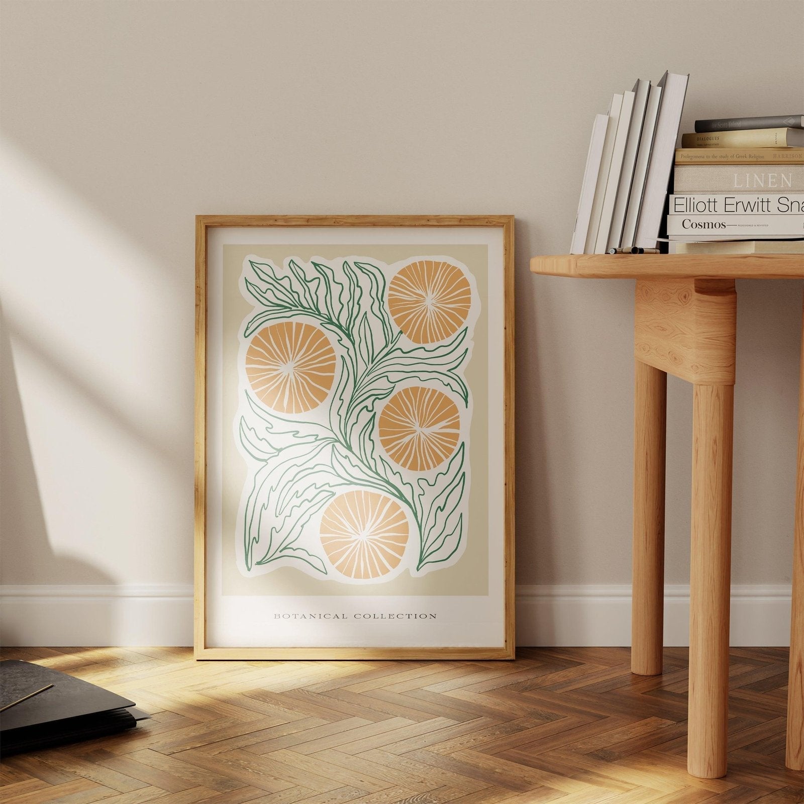 Abstract Oranges and Vines Spring Floral Art Print-Skudaboo