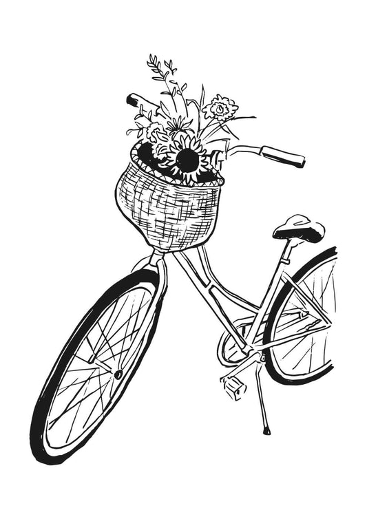 Bike and Flowers Art Print