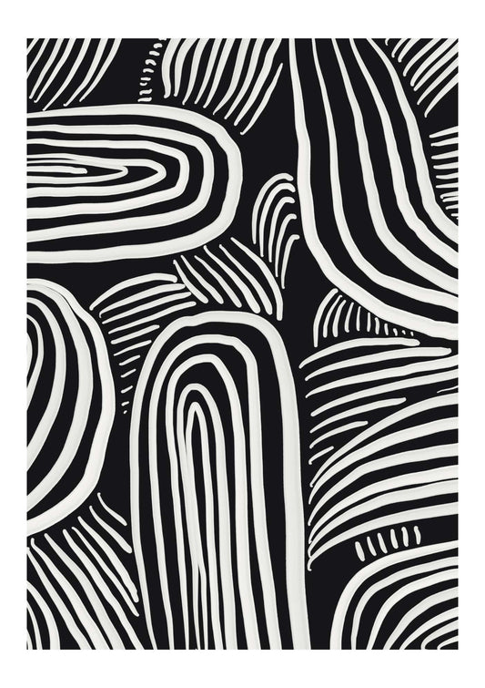 Black and White Abstract Shape Art Print