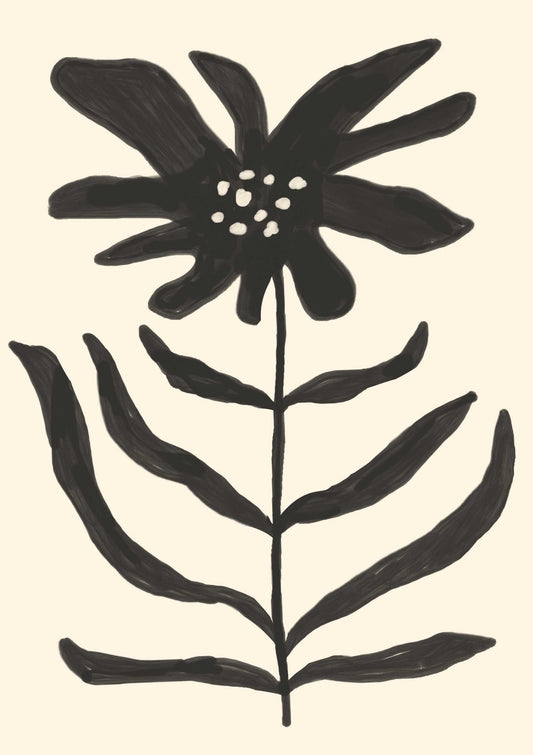 Black & White Abstract Flower Art Print